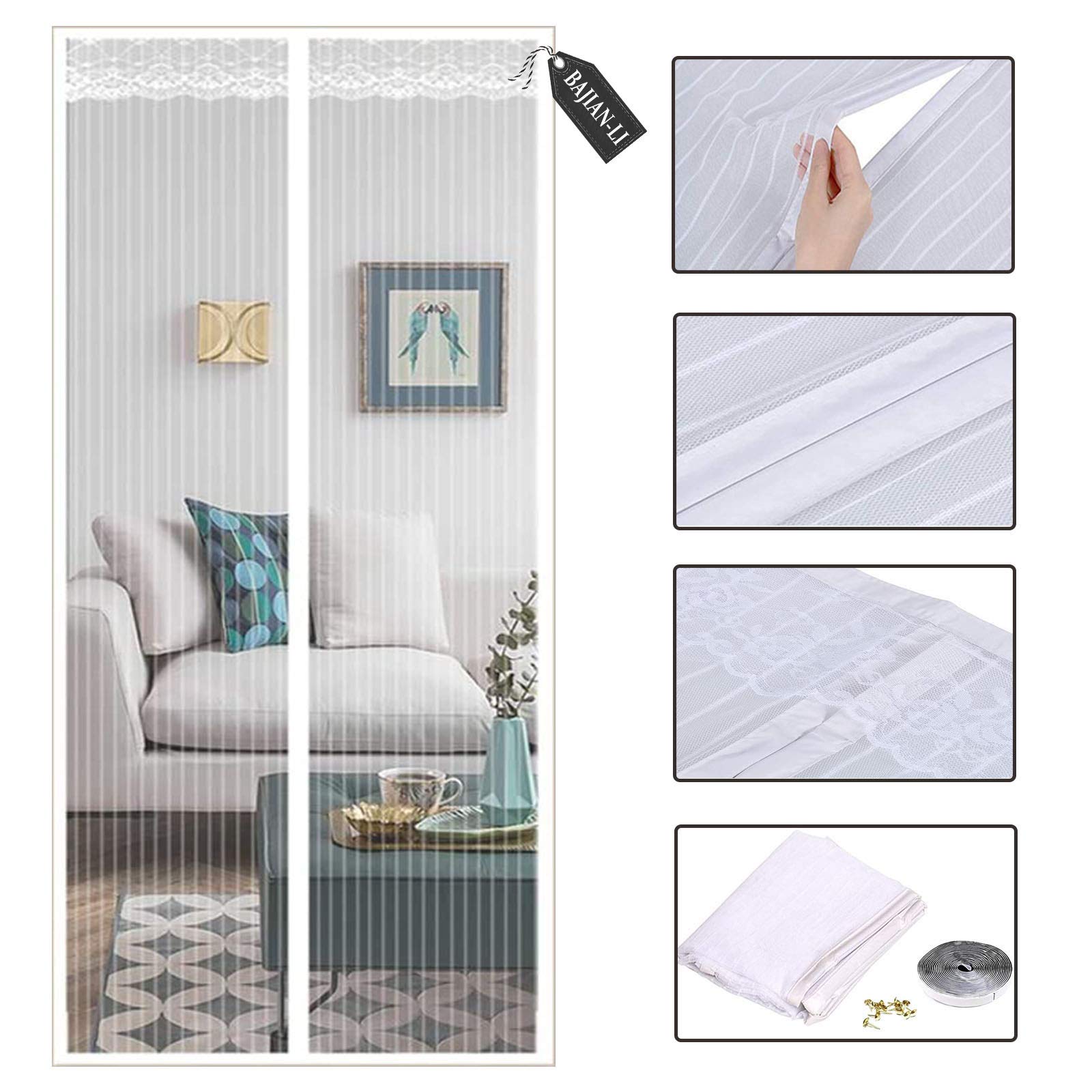 Zanzariera Magnetica Per Porte - 90x240 Cm - Chiusura Automatica Con Calamite - Ideale Per Balconi, Giardini - Foto 4