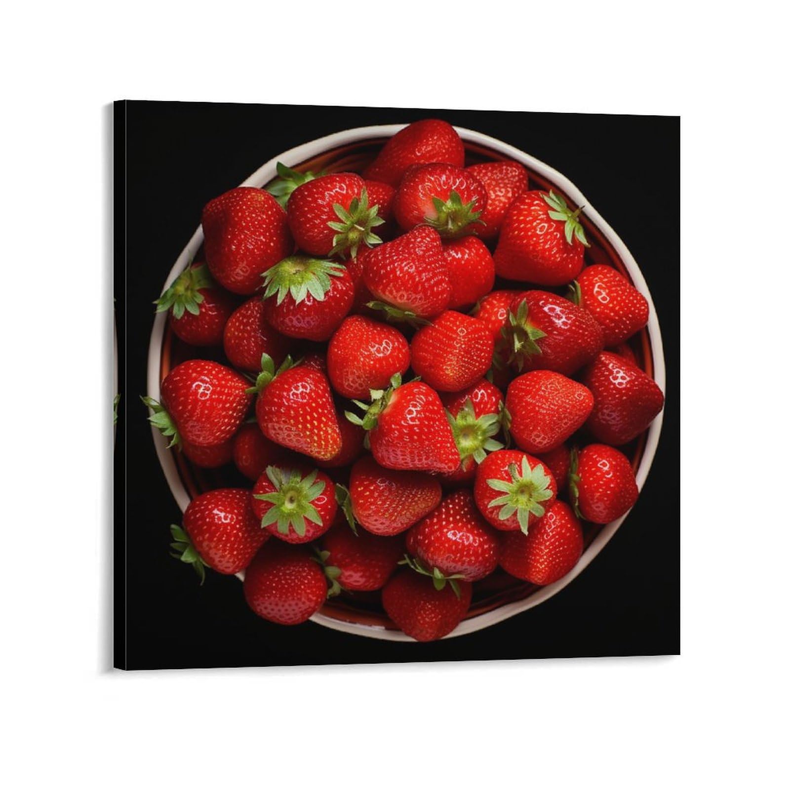 Strawberries in Bowl Canvas Wall Art for Bedroom 28x28inch(70x70cm) Canvas Prints Artwork for Walls Modern Picture Artwork Painting for Living Room Aesthetic Wall Paintings for Bathroom Kitchen Office