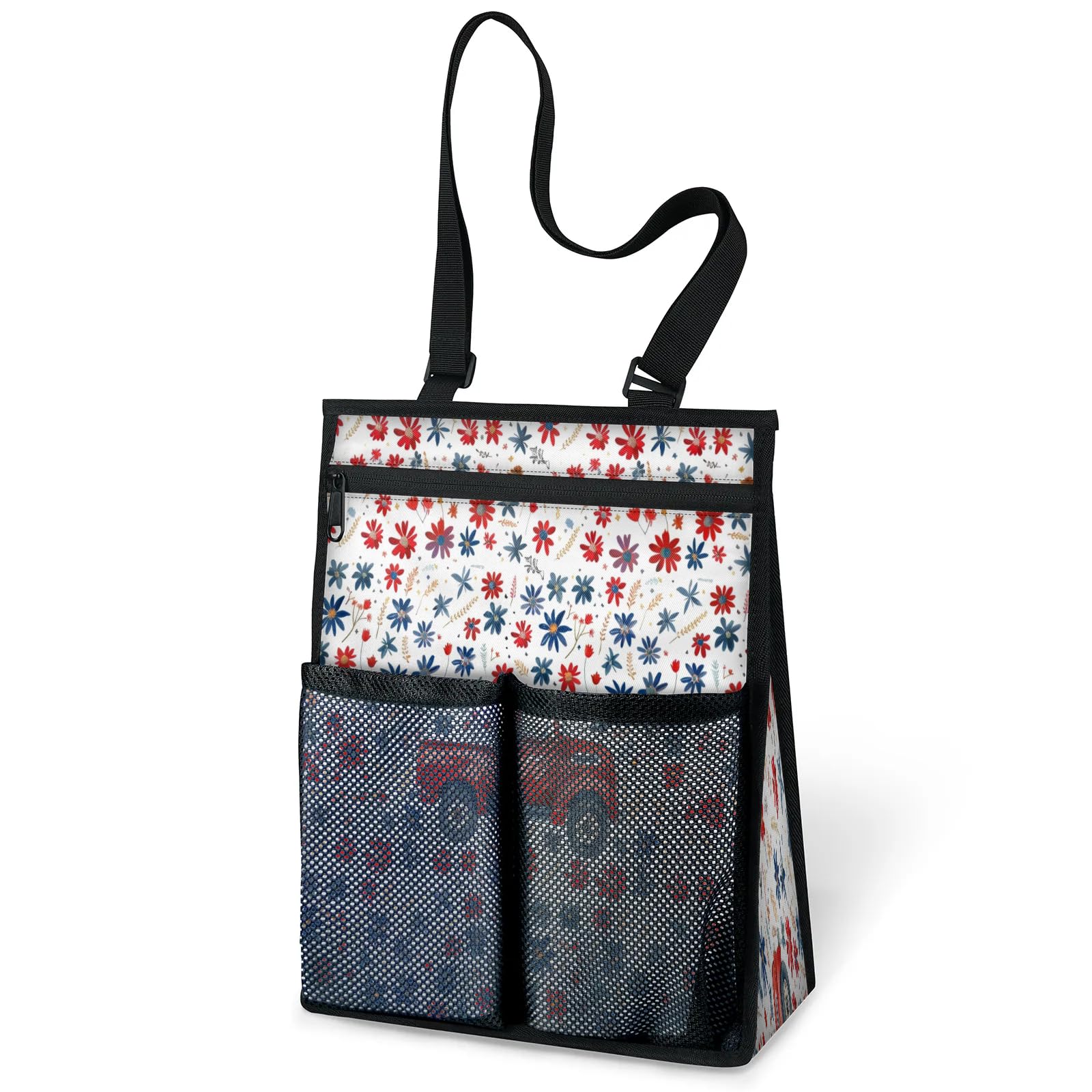 Ourtheme Flowers Truck Portable Shower Bag for Travel Gym Camp Beach Tote Shower Caddy Bags Hanging Toiletry Organizer