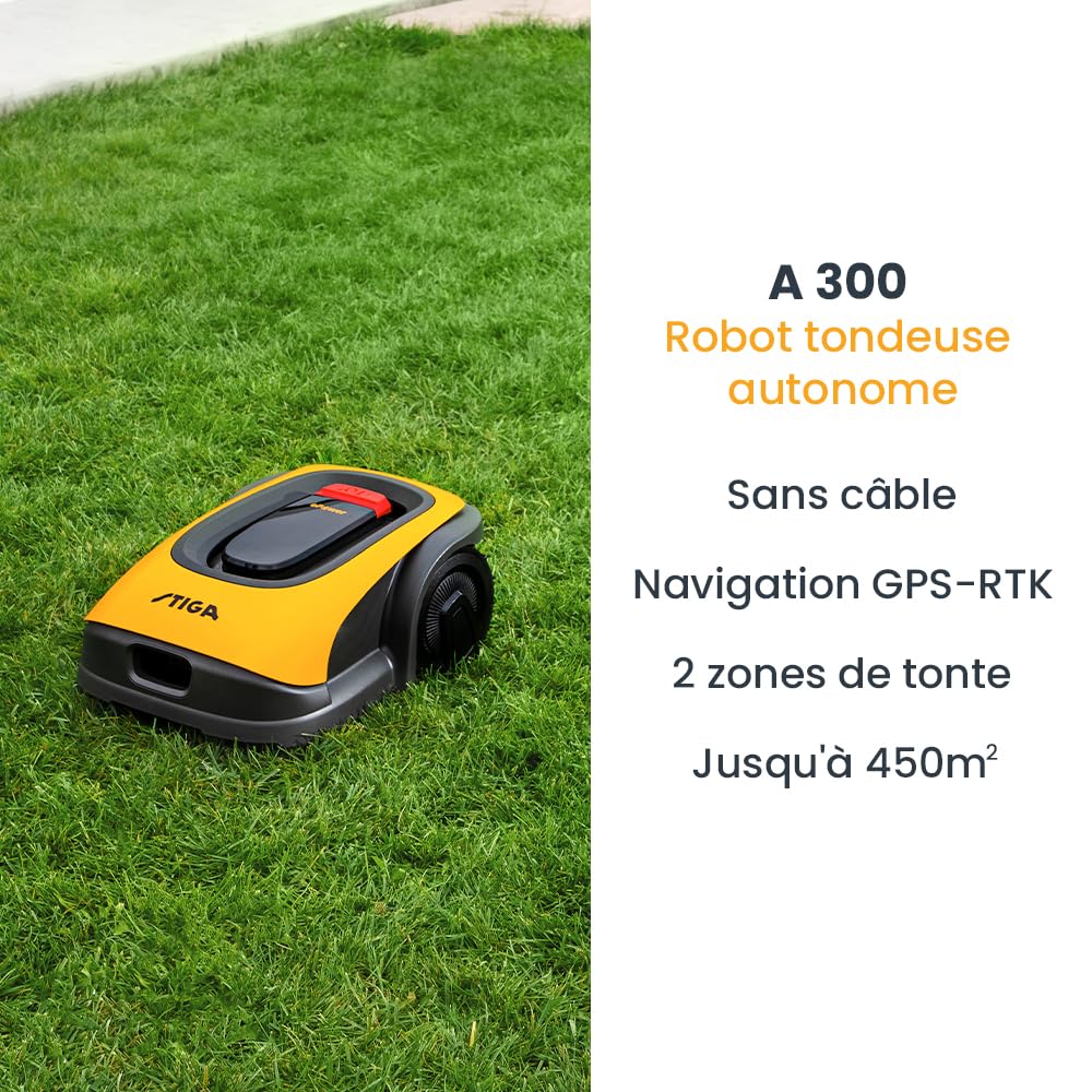 STIGA A300 Robot Tondeuse Autonome. Robot Tondeuse sans Fil Périphérique (Max. 450m²). App Control — vue 2