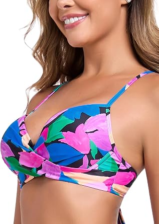 RELLECIGA Womens Underwire Bikini Top Molded Push Up Swim Top Only Swim Bra