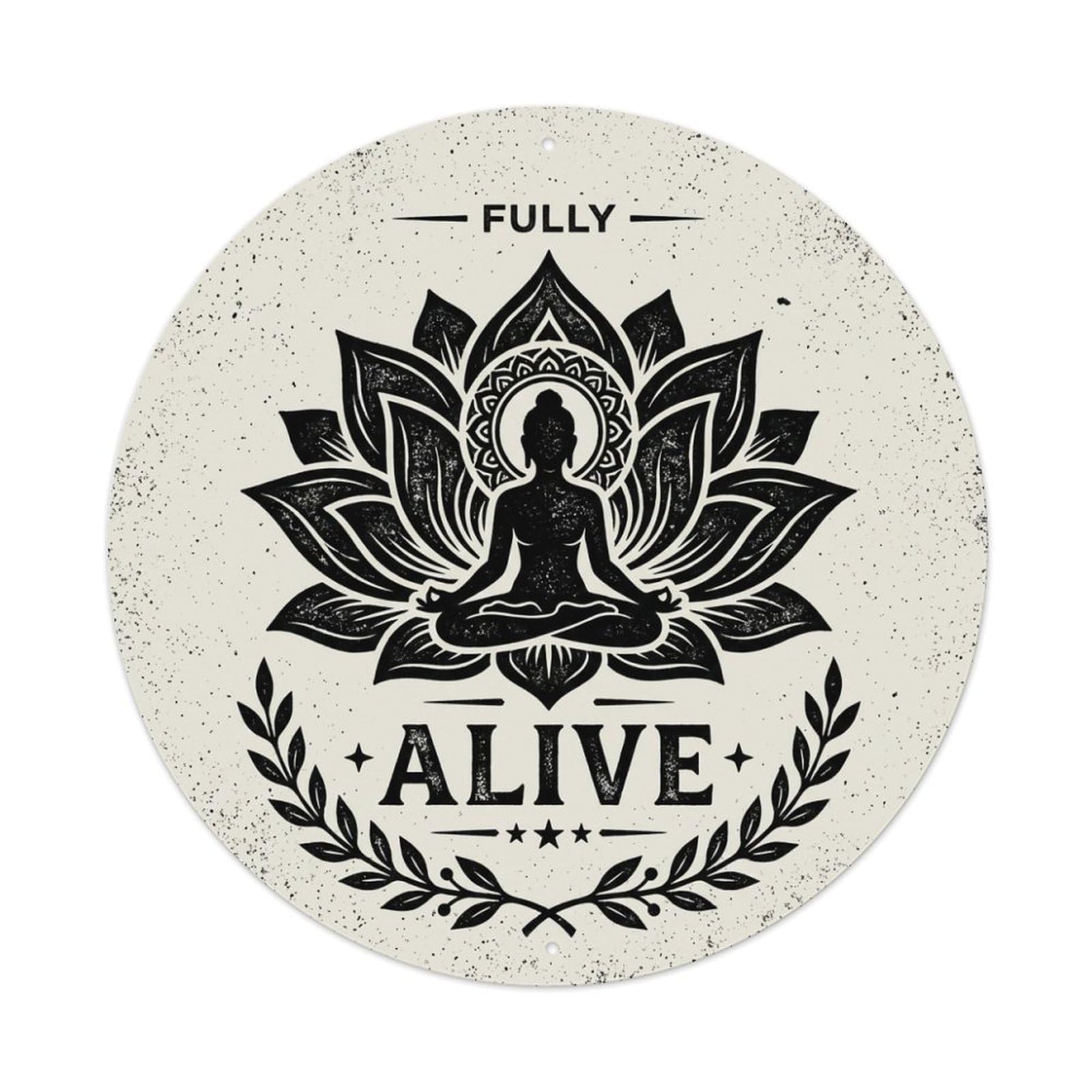 Positive Saying Fully Alive Zen Meditation Metal Tin Sign