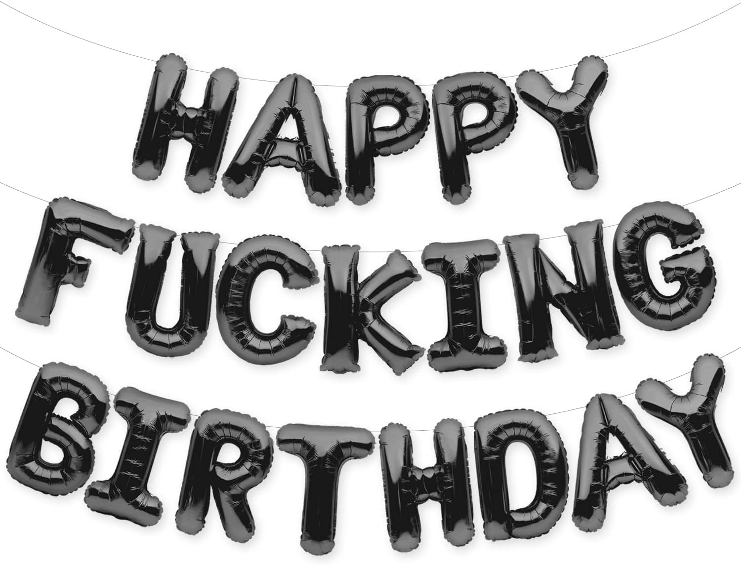 PartyForever HAPPY FUCKING BIRTHDAY Balloons Banner Black Birthday Party Decorations Sign