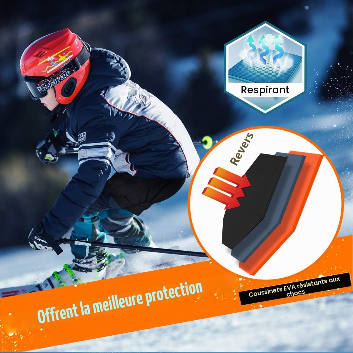 BenKen Short de Protection Hip Pad Pantalon de Protection pour Cyclisme Patinage Snowboard Skating Ski Roller Vélo VTT Homme et Femme (L)