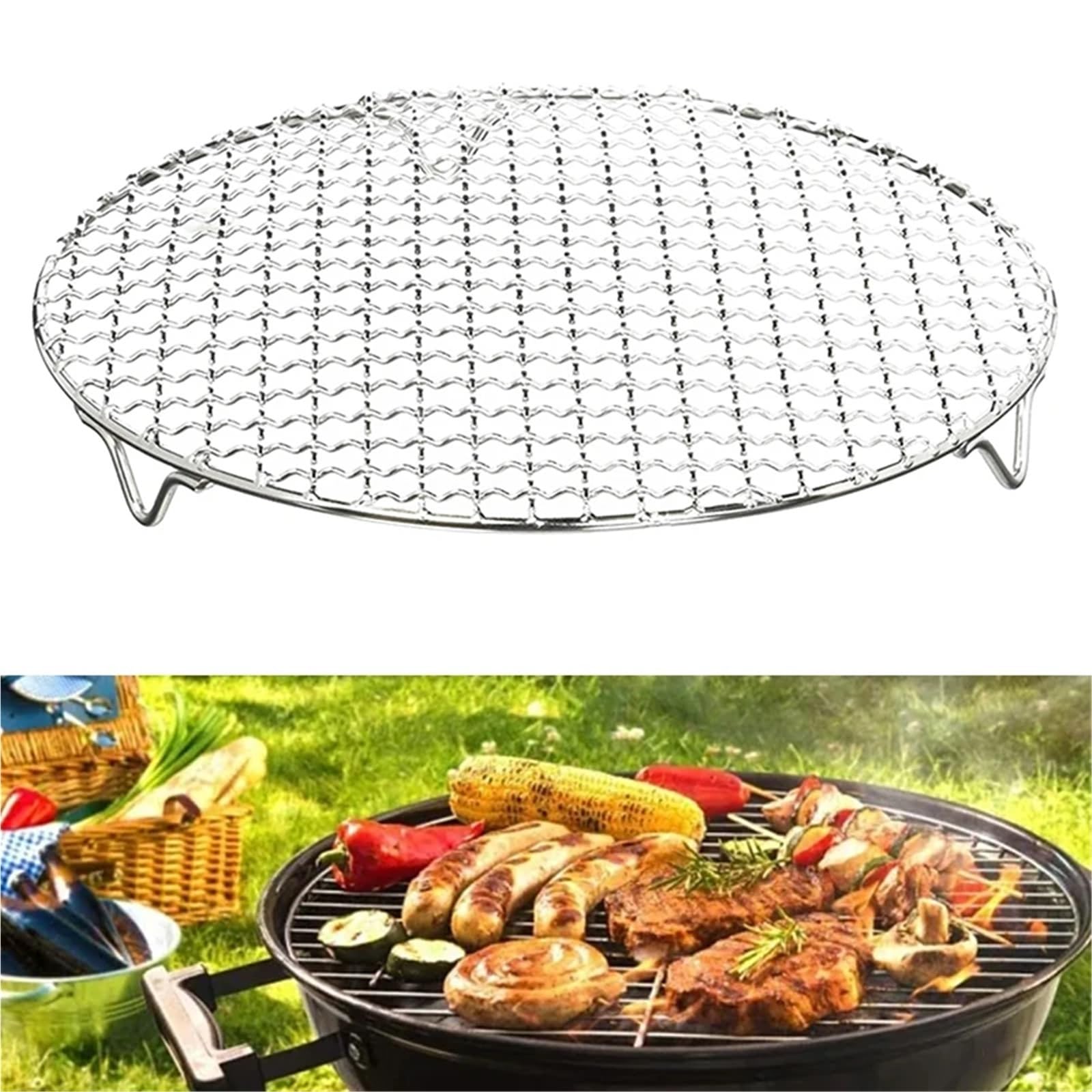 Patelnia do grilla ze stali nierdzewnej z nóżkami | Okrągły 165/180 mm z nóżkami: na kemping i do grillowania(180mm)