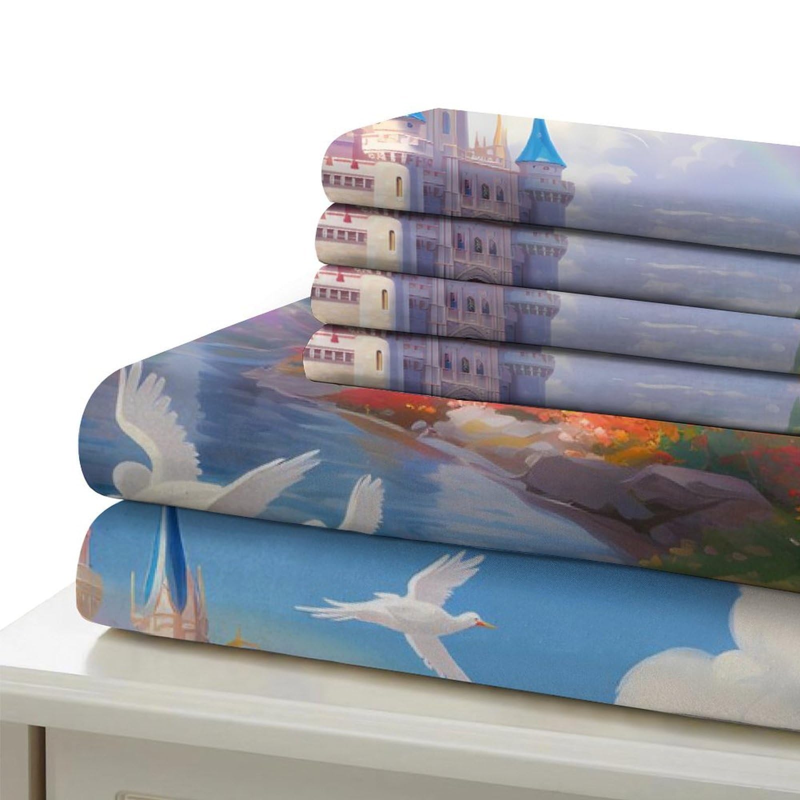 Fantasia del castello Impressione 3D 3 pz fodera per edredone Stile fiaba magica coperteletto microfibra morbida ipoallergenica per bambini ragazze adulti King（220x240cm）