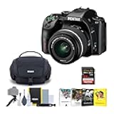 Pentax KF DSLR Camera (Black) and PENTAX DA L 18-55mm F3.5-5.6 AL WR Lens Bundle with Accessory Kit, Photo Edit Software, Memory Card (4 Items)