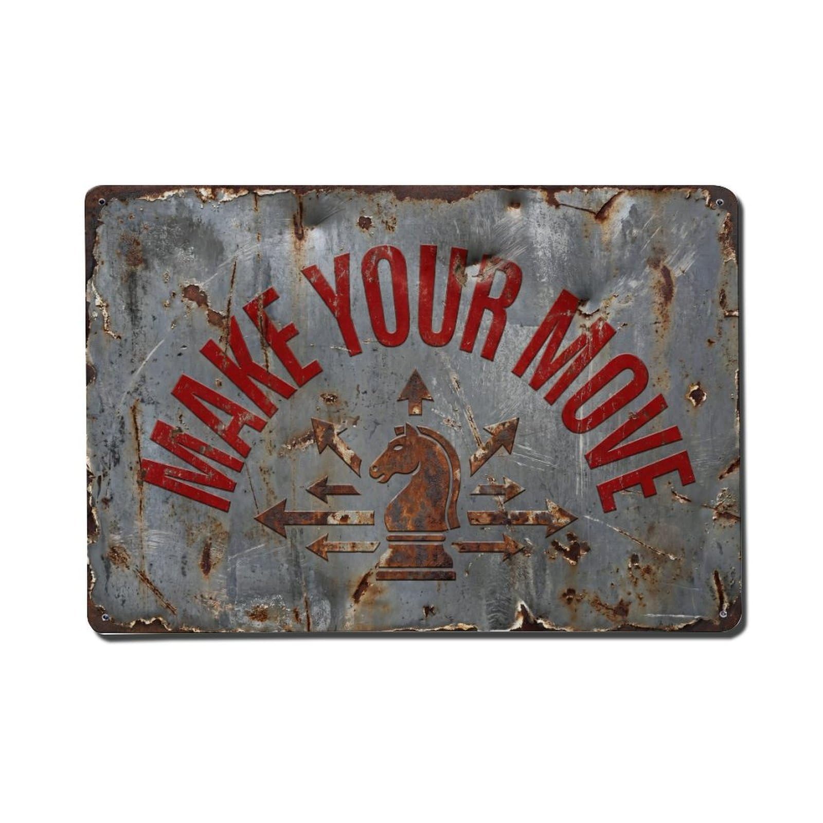 Make Your Move Strategy Retro Motivational Slogans Metal Tin Sign Plaque Wall Decor for Cafe, Club Bar, Office, Home Garden Metal Poster 8x12Inch
