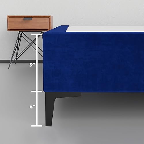 Miniatura 5 de Greaton, Cama de plataforma de madera de terciopelo de alta calidad de 15 pulgadas, duradera, elegante, opciones de multicolor, no necesita somier,