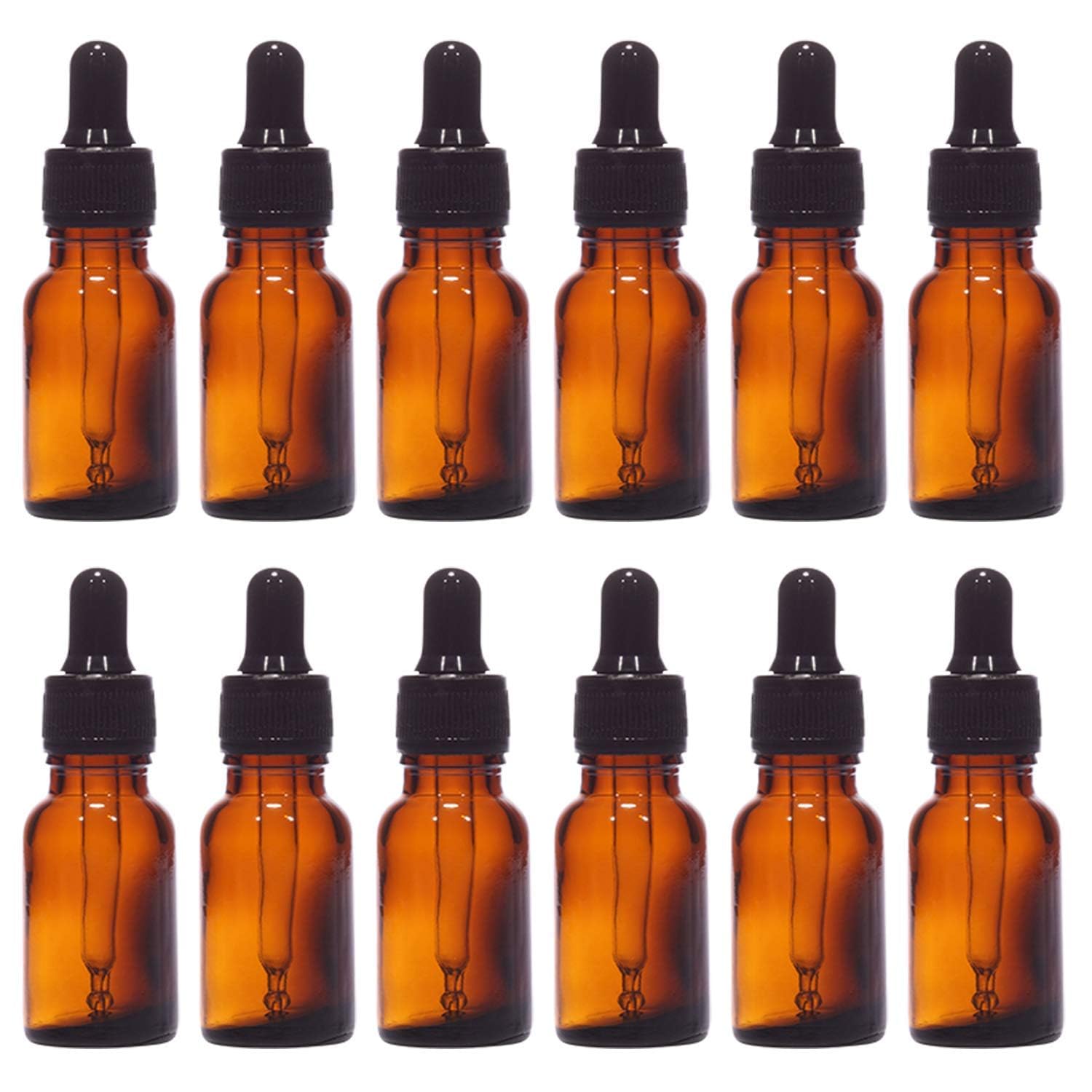 (SET OF 12 BOTTLES 15 ML AMBER COLOR with Dropper and Cap for Essential Oils, Blends, DIY skin care, Cosmetics, Multipurpose Bottle-image-29