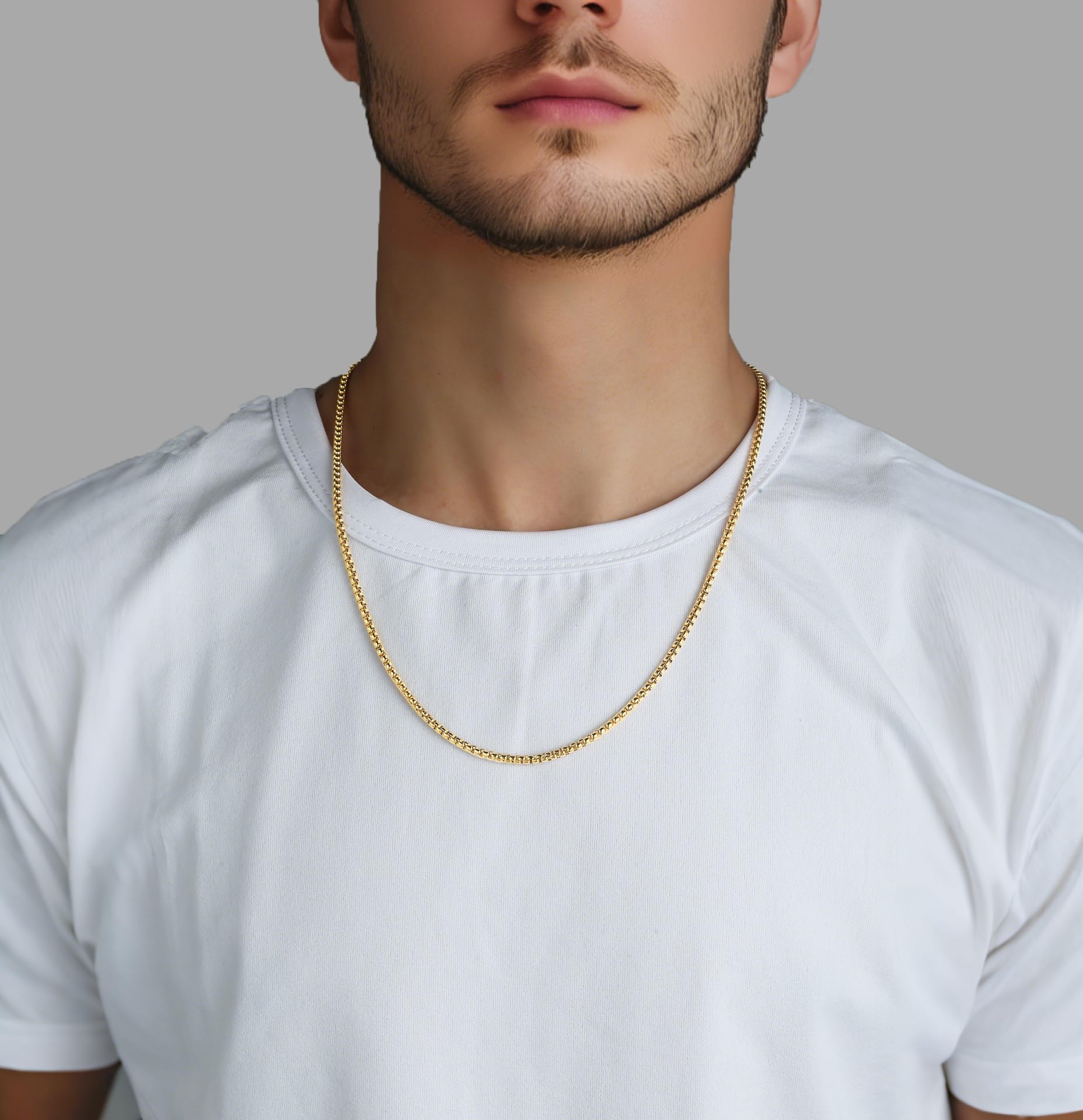 Cadena de oro y plata para hombres, 0.098 in 0.118 in para hombre de acero inoxidable cadena cadena collar joyería para hombres, Acero inoxidable, No es una piedra preciosa 3