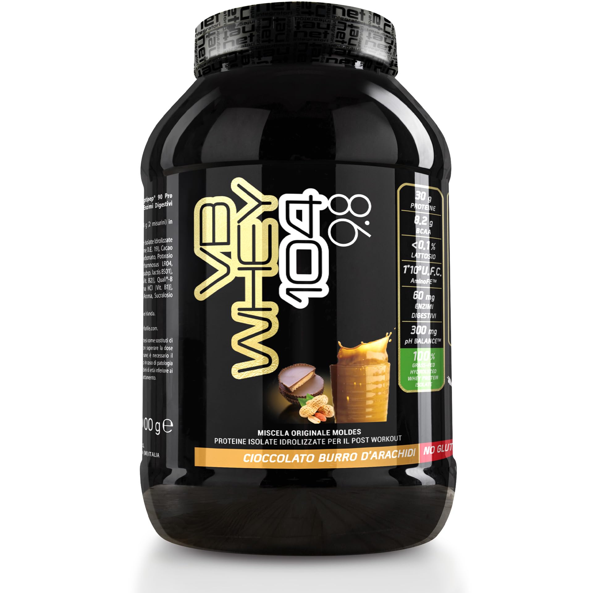 NET Integratori VB WHEY 104 9.8 Optipep - 900g Cioccolato al Burro Dâ€™Arachidi - Proteine Isolate Idrolizzate per via Enzimatica Con EAA e BCAA - Massimizza la Crescita e Mantenimento Muscolare