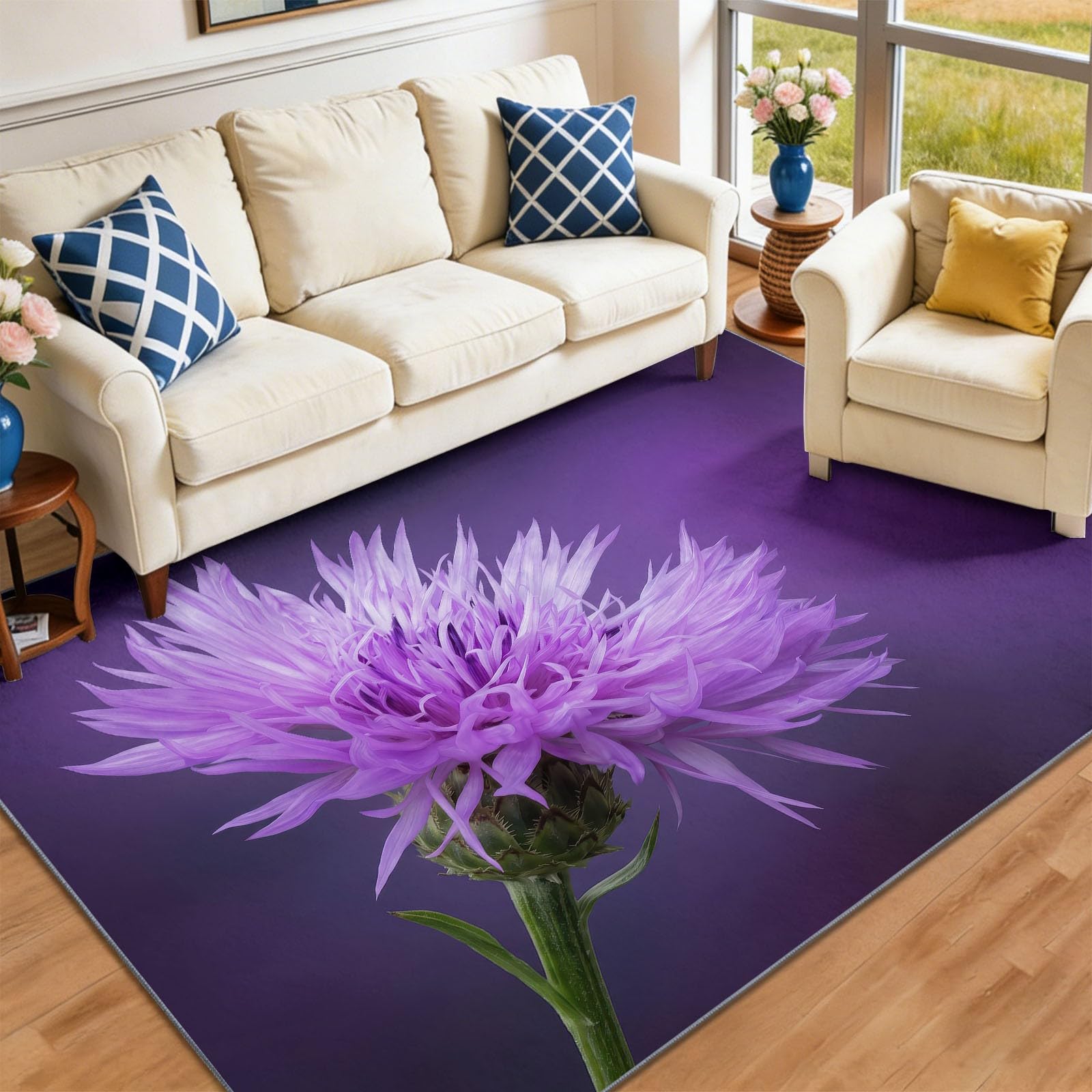 Tapis violet antidérapant lavable machine fini les taches de sol