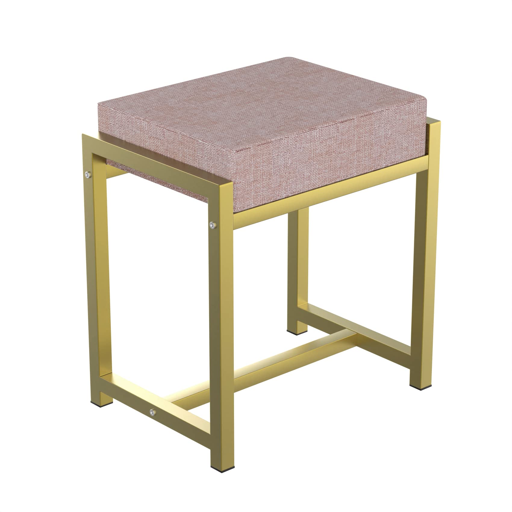 Algherohein Modern Pink Vanity Chair for Makeup Room Ottoman Chair Vanity Stool for Make Up Gold Frame Vanity Sitting Stool for Desk Vanity Bench Seat Small Stool Footstools for Bedroom Living Room