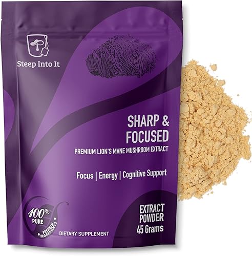 Miniatura 1 de Steep Into It Suplemento orgánico de hongos de melena de leones  Polvo de extracto de melena de león para claridad mental, enfoque y función