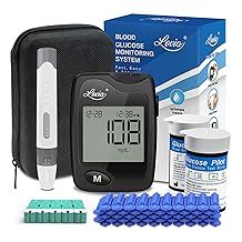 Diabetes Testing Kit - Lovia Care Blood Glucose Monitor Kit with 1 Glucose Meter, 50 Blood Sugar Test Strips, 50 Lancets, 1 Lancing Device and Carrying Case, Glucose Monitor No Coding