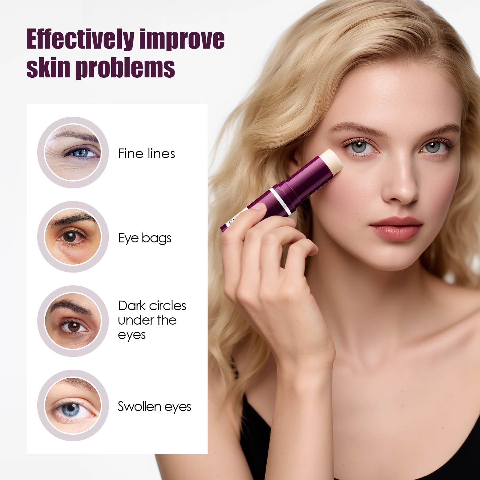 Cemenrete Lot de 2 baumes au calcium multi baume anti-âge et raffermissant Coréen Skincare Stick Calcium Volume Multi Baume hydratant anti-âge pour les yeux, le cou, le visage