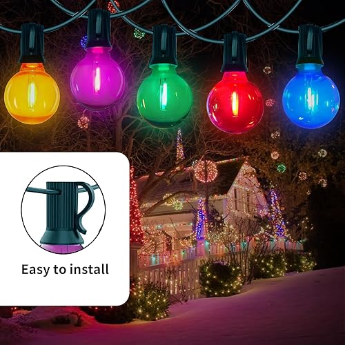 Miniatura 2 de Guirnalda de luces para exteriores de 25 pies conectables, impermeables, multicolor, globo LED G40, luces de Navidad para patio, árbol de Navidad,