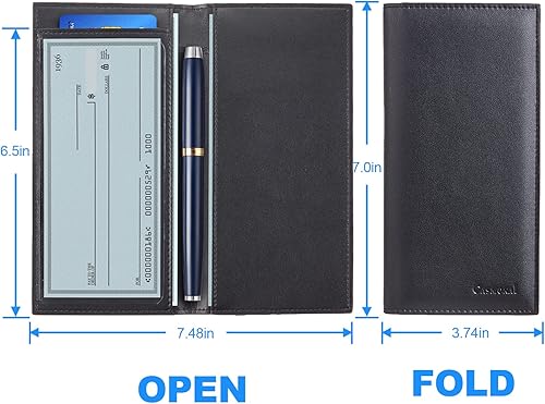 Miniatura 3 de CASMONAL Vegan Leather Checkbook Cover For Men & Women Checkbook Holder Wallet RFID Blocking