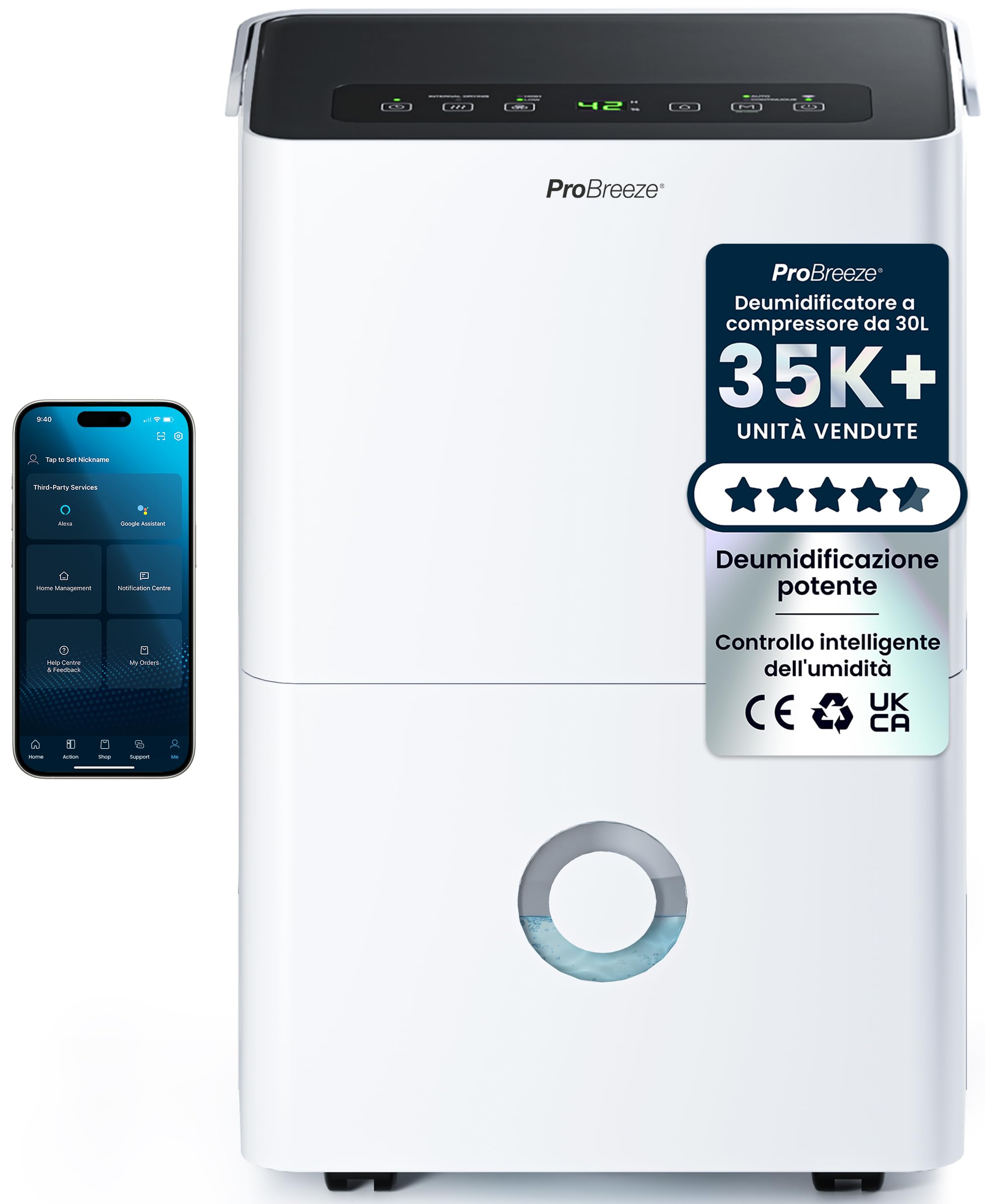 Pro Breeze Deumidificatore Casa Smart 12L/Die Eco a Basso Consumo – Ultra Silenzioso — immagine 3 di 16