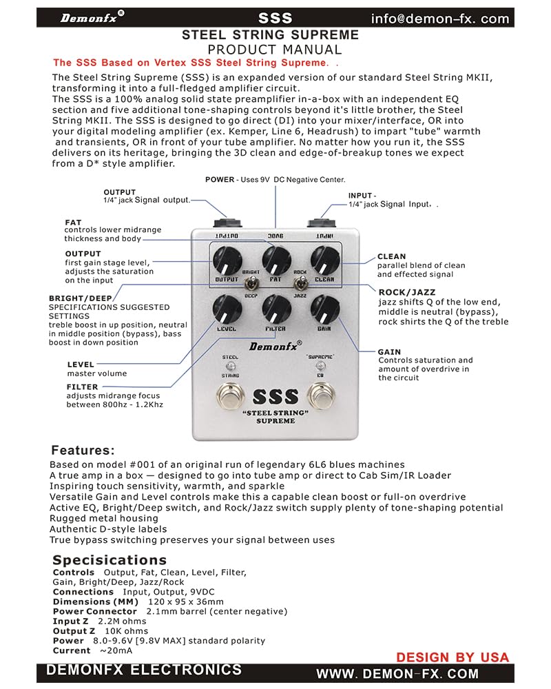 Amazon | Demonfx SSS STEEL STRING SUPREME/OVER DRIVE PREAMP