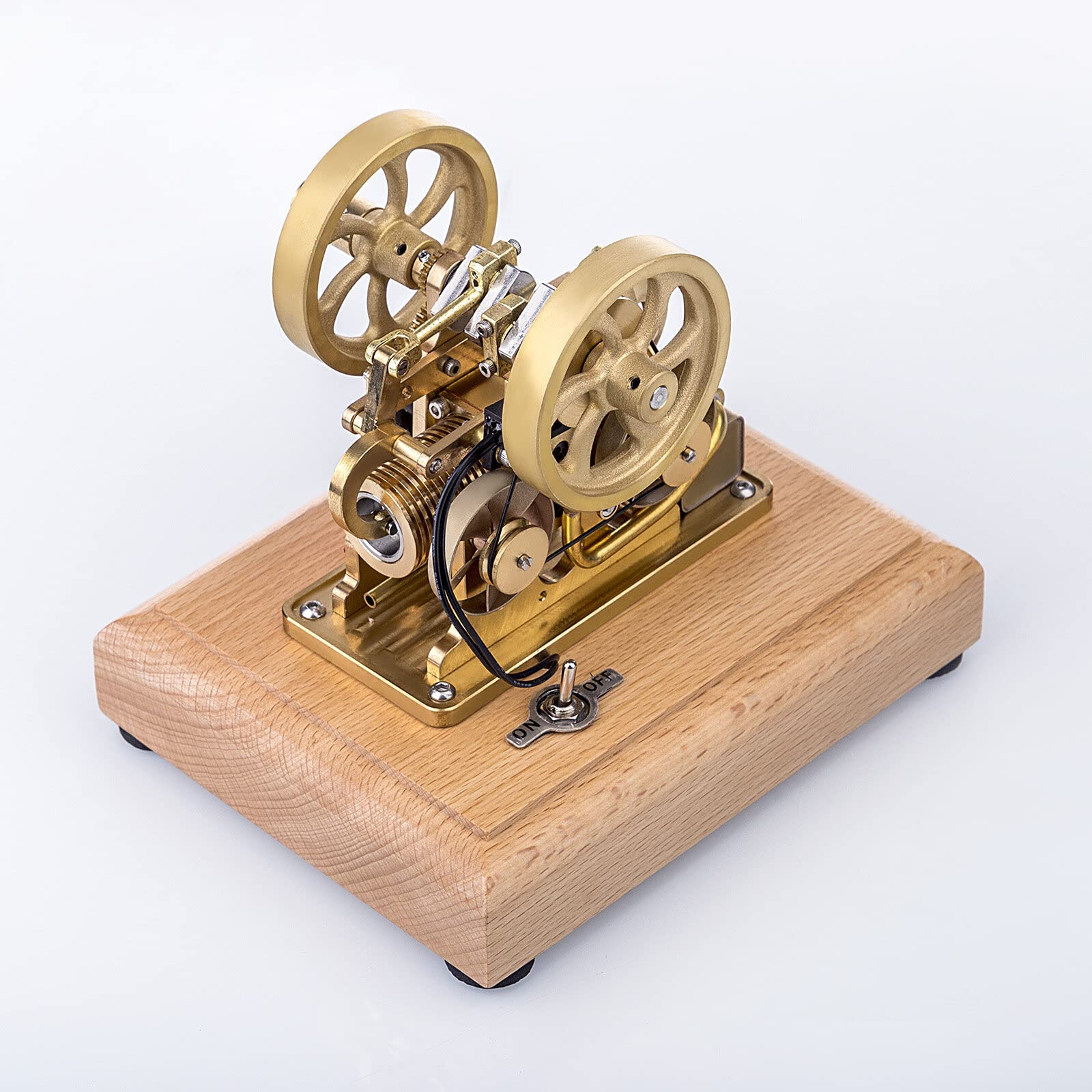 Joytopiaminds Retrol Dampfmaschinen-Modellbausatz, 1,9-cm³-Atkinson-Zyklus-Viertakt-Gasmotor mit Differential-Gegenkolben und Holzsockel, Physik-Lernspielzeug für Erwachsene