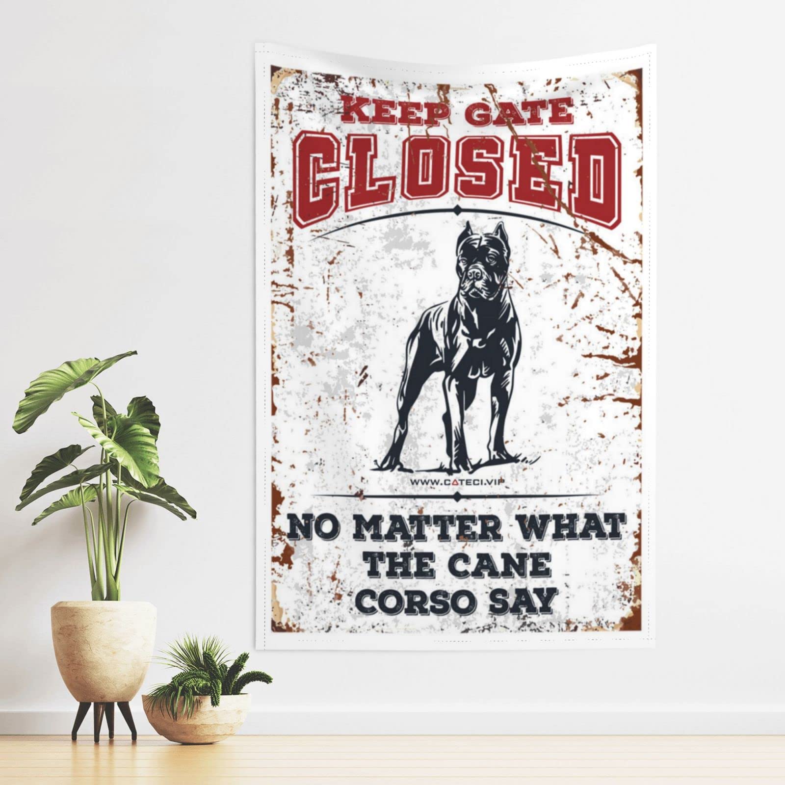 Dsocuiubos Beer Decor Keep Gate Closed No Matter What The Cane Corso Say Tapestry Beer Decorations for Man Cave Funny Patio Decor (Size : 100X150CM)