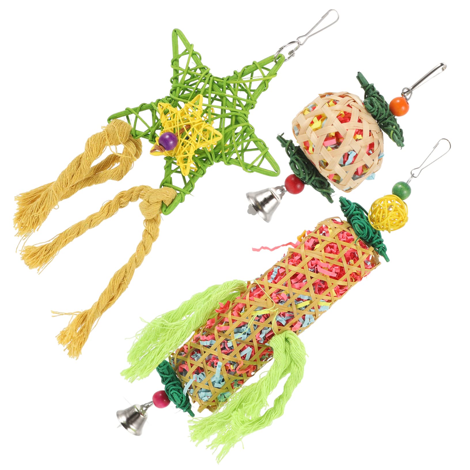 POPETPOP 9pièces Jouet pour Oiseaux Accessoires Colorés pour Perruches Et Perroquets Jouets à Mâcher Matériau Résistant pour Cage à Oiseaux