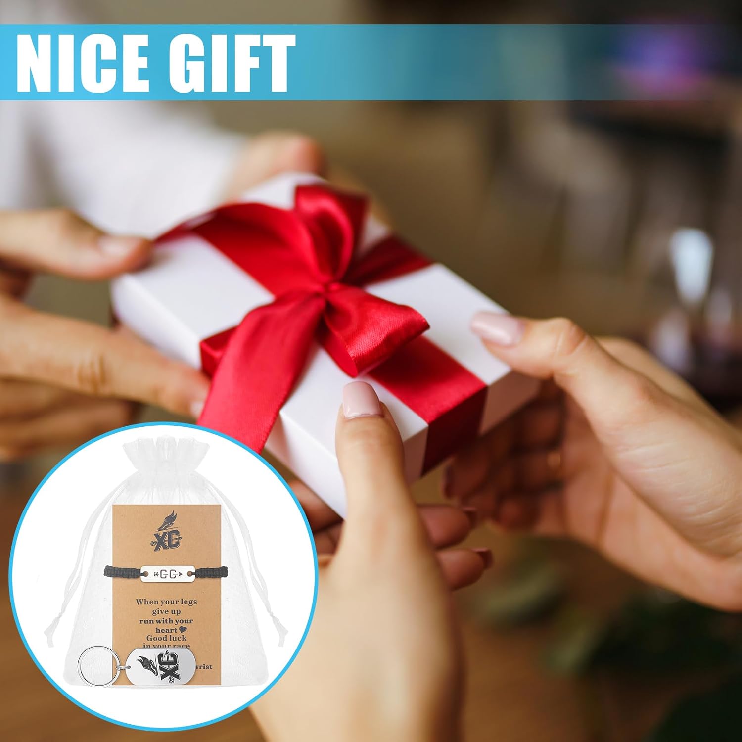 18 Sets Themed Gift for Stainless Steel Keychain Adjustable Bracelets Charm with Cards and Organza Bags for Men Women - Image 7