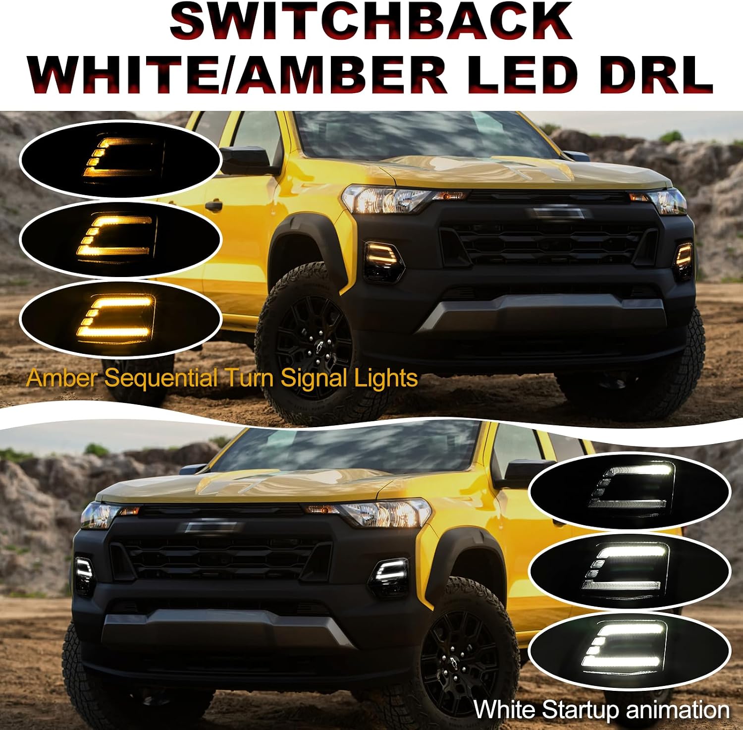 Center Console Cover and LED DRL Fog Lights Kits for Chevy Colorado 2025 2026 2024 2023 PU Leather Armrest Cushion Pad & Daytime Running Light Colorado Accessories