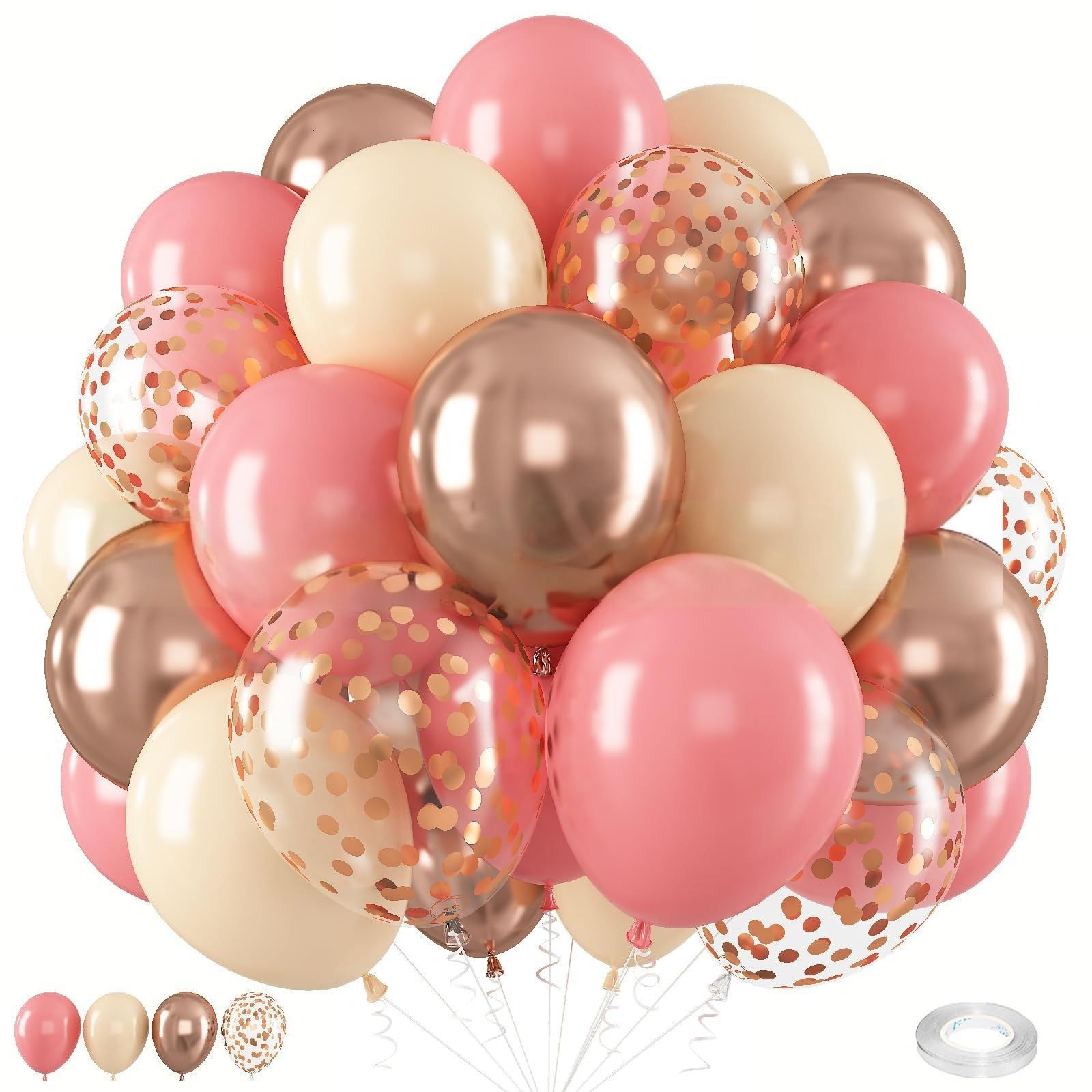Balloons Rosegold Pink Pack of 100, 30 cm Gold Balloon Birthday for Decoration Birthday Balloons, Decoration Wedding, Party Decoration (Rosegold) โ image 1