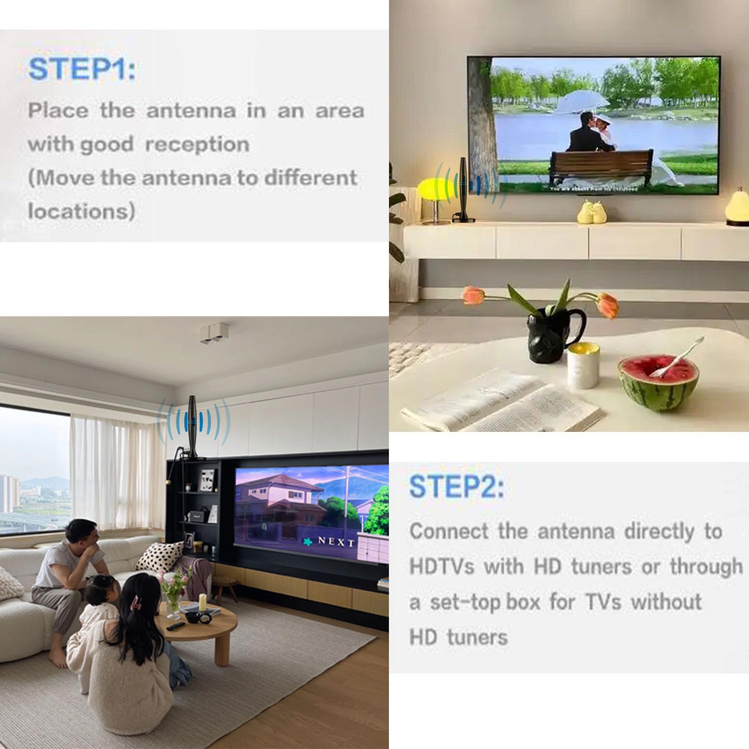 TV Antenna for Smart Television,Indoor&Outdoor,4K 1080p with Signal Booster, Local Channels Long Range HD Digital Antenna for Smart tv Indoor