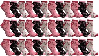 Pink Ribbon Breast Cancer Awareness Ankle/Crew Socks for Women