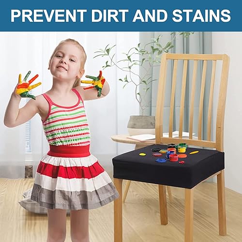 Miniatura 6 de smiry Fundas de asiento impermeables para sillas de comedor, juego de 4, fundas elásticas de jacquard extraíbles y lavables, sin fundas traseras,