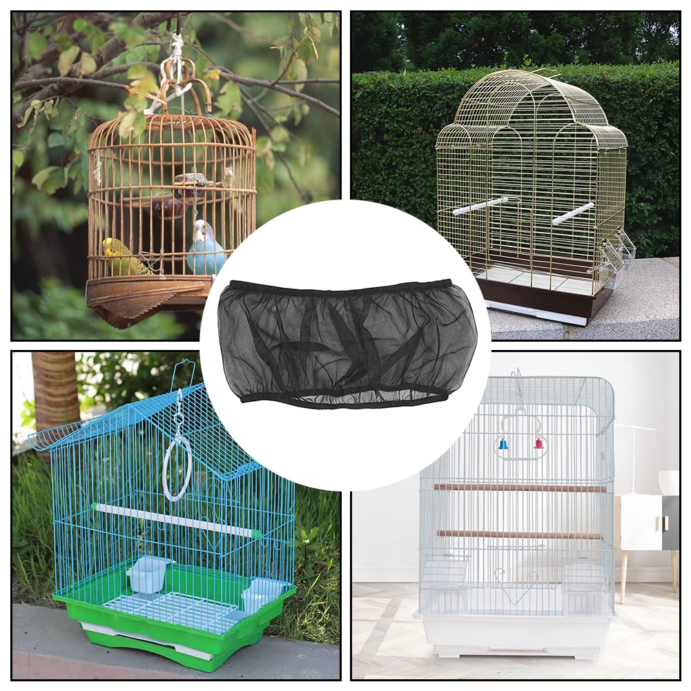 Copertura per Gabbia Uccelli Rete di Protezione in Nylon, Semi Gabbia Uccelli Rete, Gonna Bird Cage Estensibili Copertura per Cage Quadrate Rotonde, Ventilata e Antipolvere, 1 Pezzo (Nero, XL)