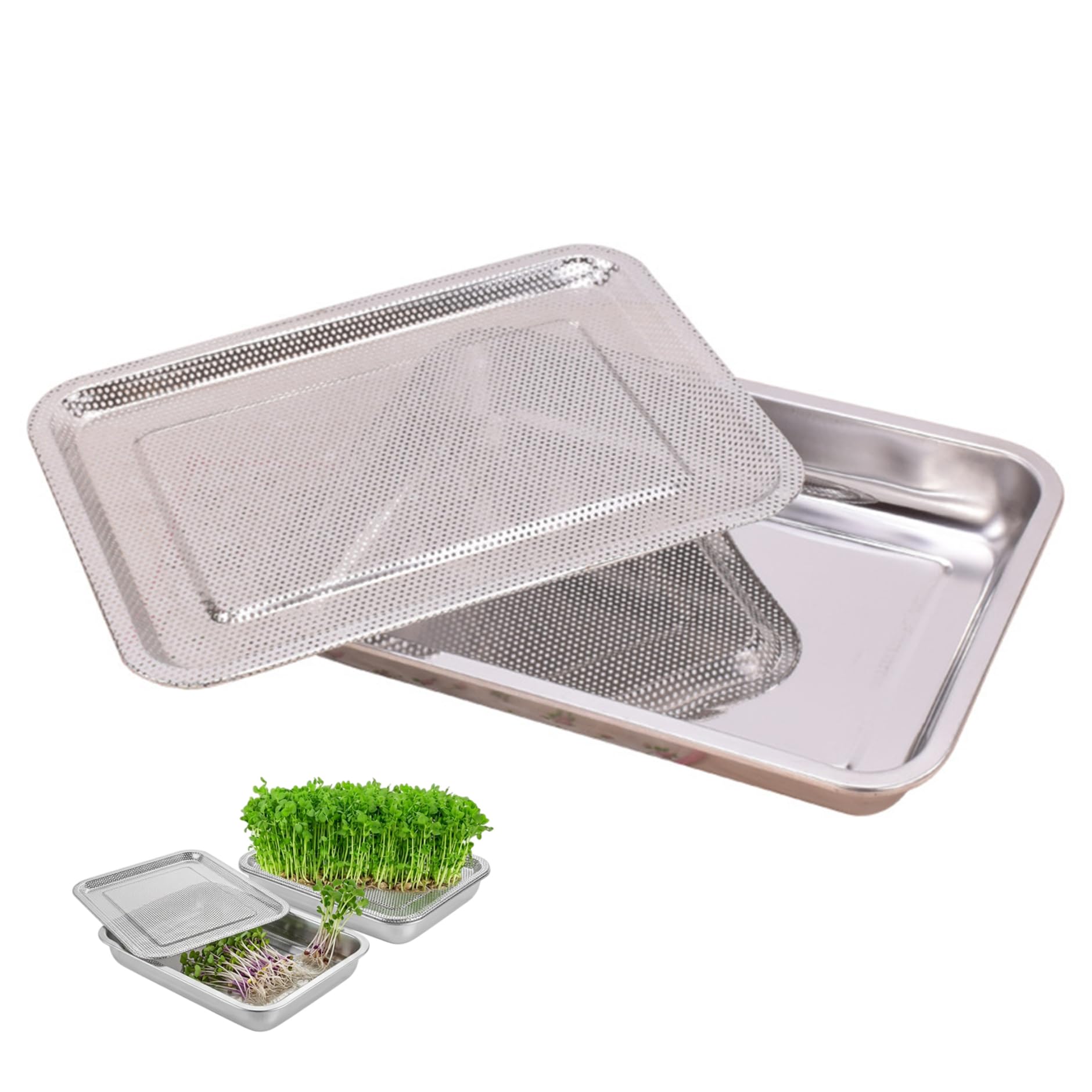 Plateaux culture 2 en 1 avec tamis : lot de 2 bacs de germination anti-pourrissement des racines