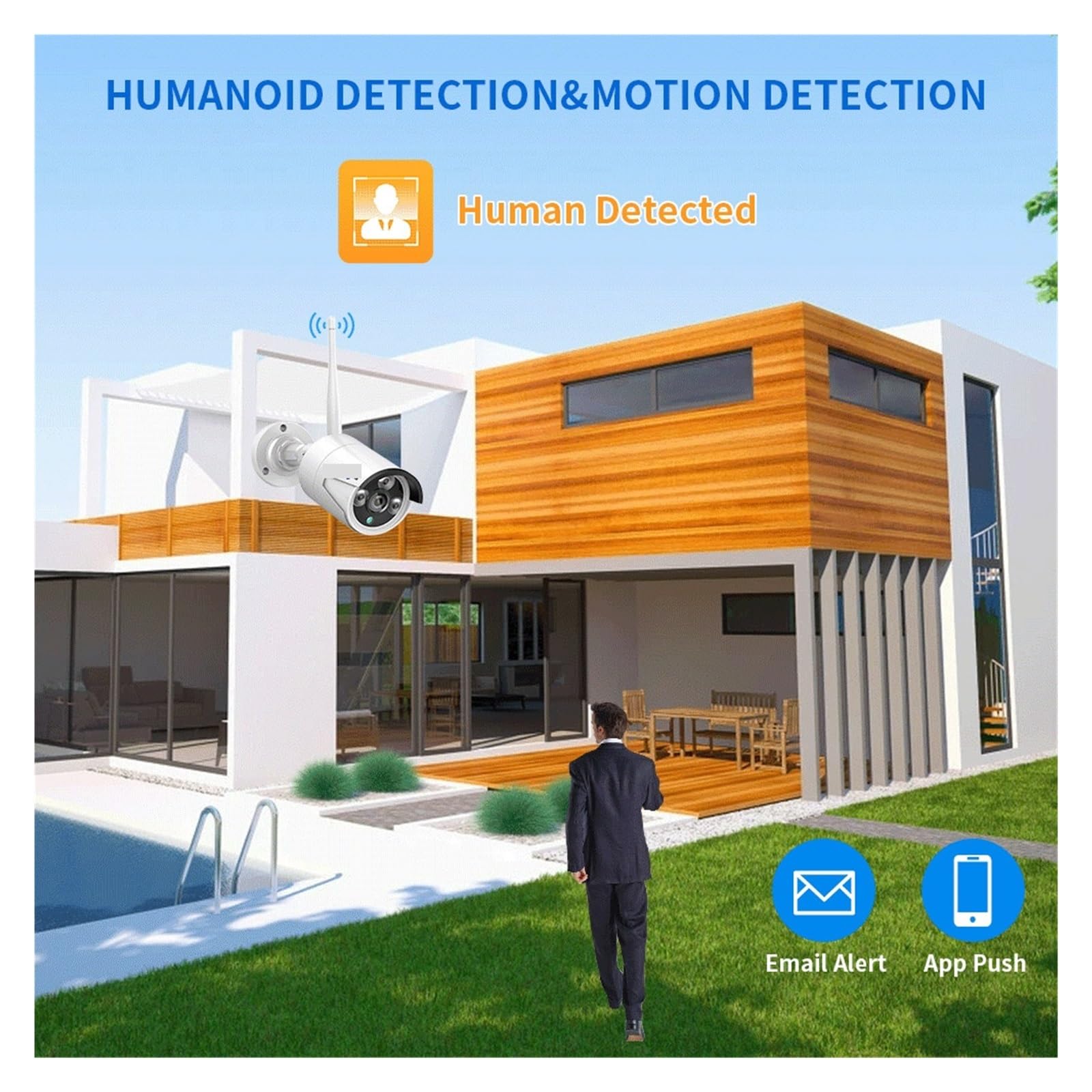 Kit de caméra de sécurité WiFi 5MP Humain