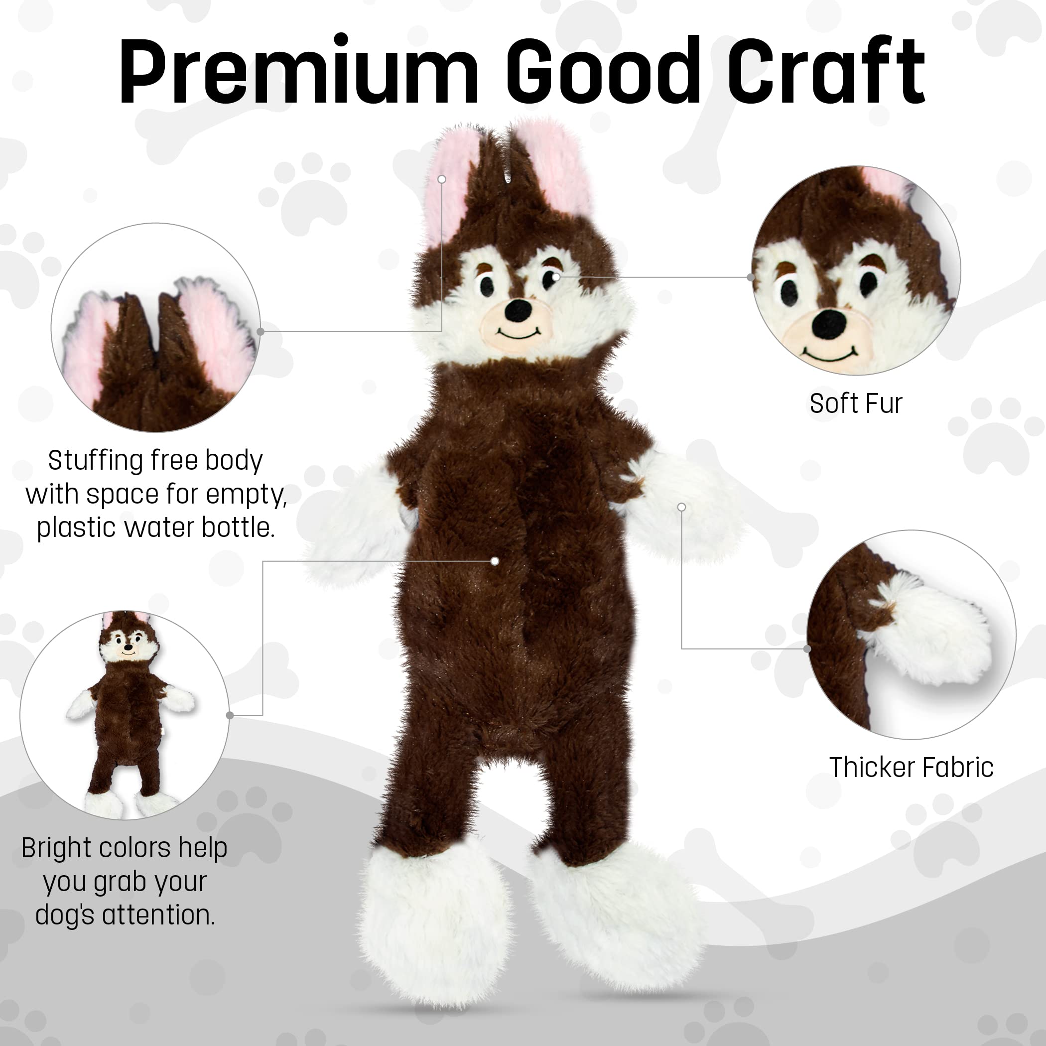 FGA MARKETPLACE Plüsch-Hundespielzeug, ohne Füllung, kein Quietschen, lustiger Stil, wird dein Haustier stundenlang unterhalten, empfohlen für kleine und mittelgroße Hunde, 53,3 cm lang, 7 Stück