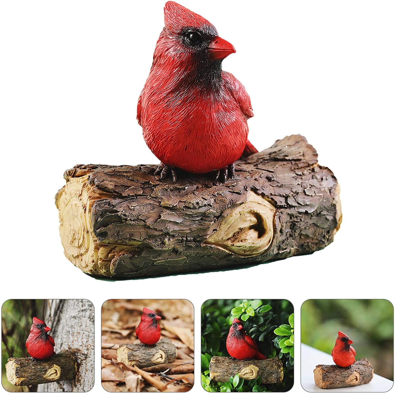 iplusmile Hand-Painted Red Bird Pendant Garden Tree Hanging Ornament Outdoor Resin Bird Decoration for Fences Walkways Flowerbeds