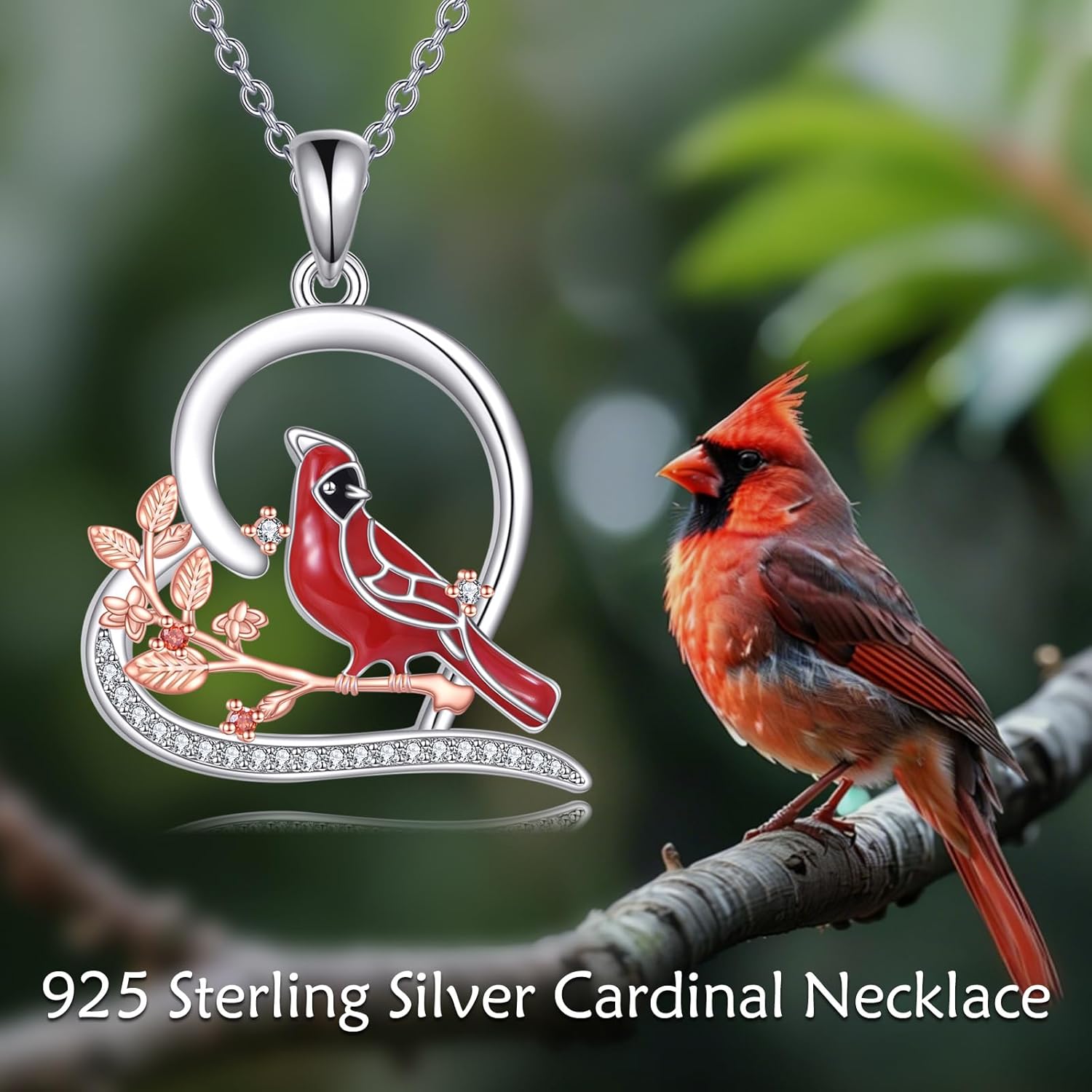 Cardinal Blue Jay Bird Necklace 925 Sterling Silver Animal Gifts Pendant Jewelry Gifts for Women Lovers - Image 4