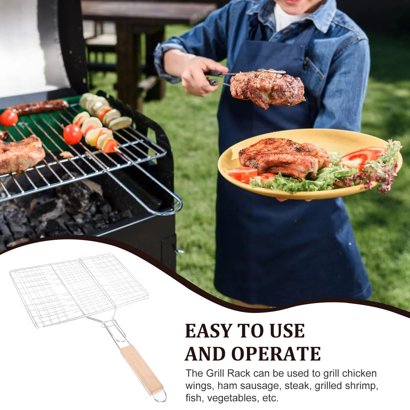 Grillen Grillen Grillen Netz. BBQ-Grillrost Tragbarer Grill Besteck Grillgitter Roste Outdoor-Grillwerkzeuge Grill-Drahtgeflecht Grillkorb Grill-Fischhalter