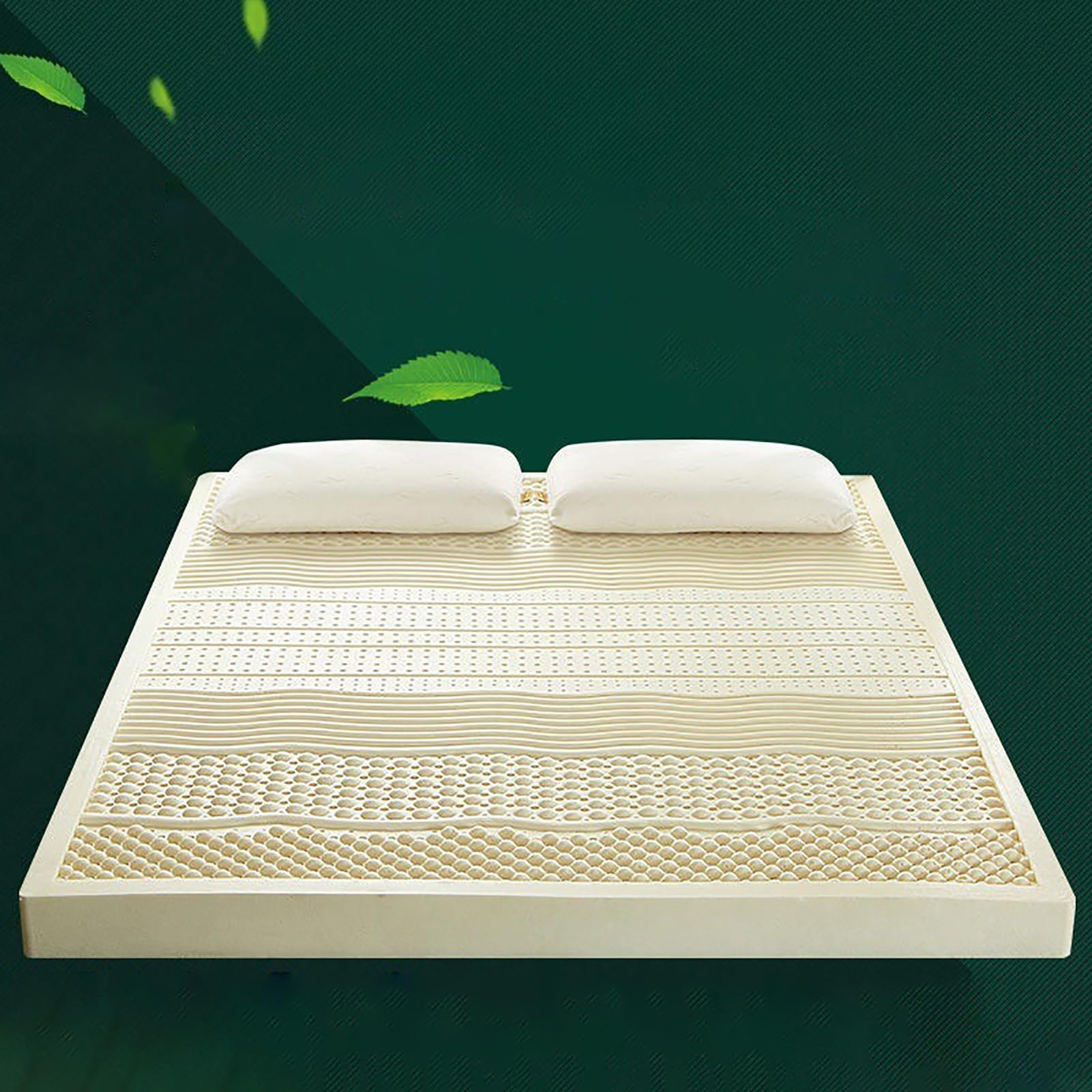 Firma de topper de látex natural 100 % - Colchón de látex ergonómico de 7 zonas topper de masaje de liberación a presión, cubrecolchón, 10 cm, 120 x 190 cm