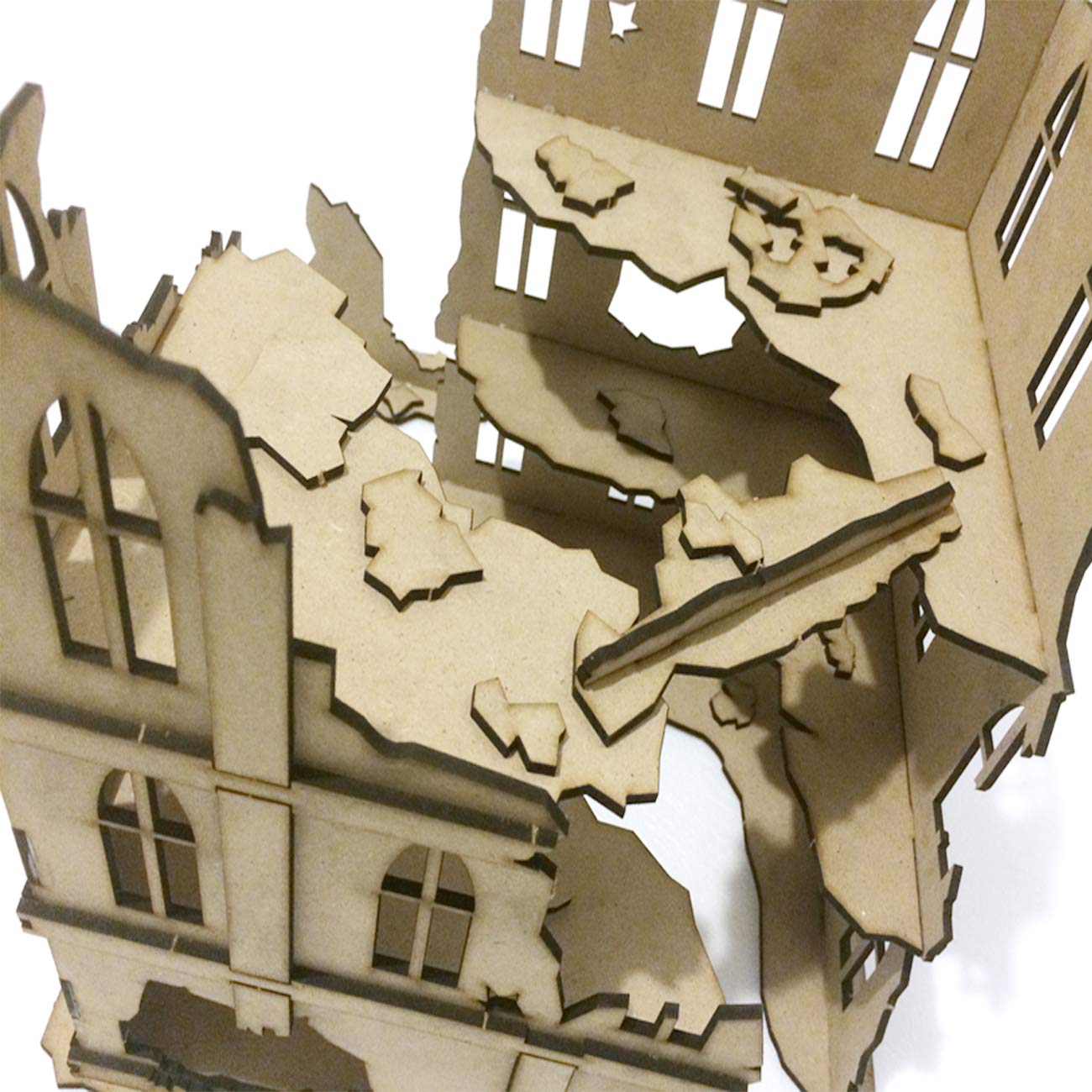 Urban Ruins 02 - Set di Elementi scenici di Città in rovina per Miniature in Scala 28mm/35mm - Tabletop Miniatures wargame 3D Scenery Terrain - MDF 3mm