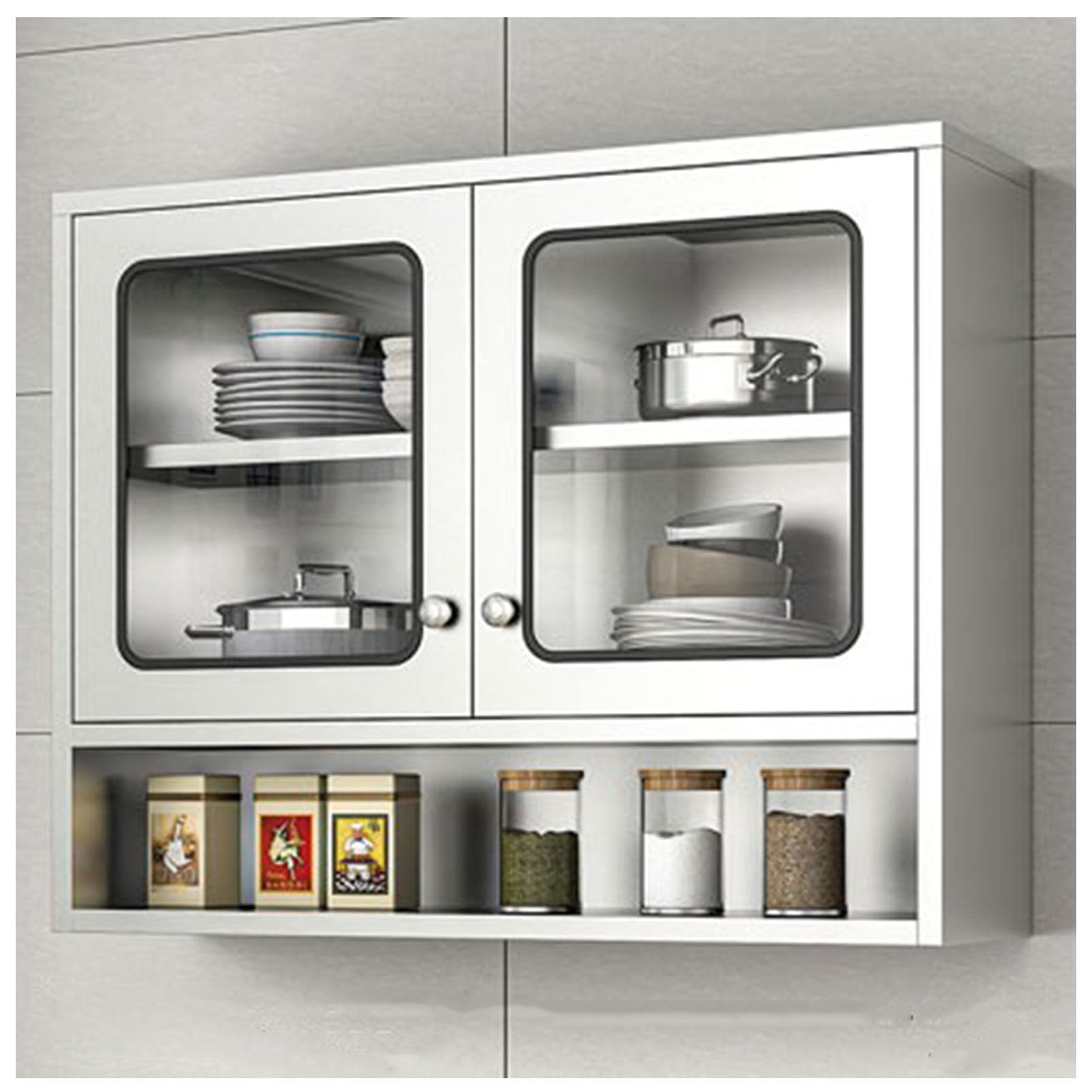 BHGFYXBS Wall Mounted Kitchen Sto Cabinet Heavy Du Stainless Steel Double Door Shelf Space Saving Cupboard For Nized Wall Sto Kitchen Solut,100×30×70Cm,100×30×70cm