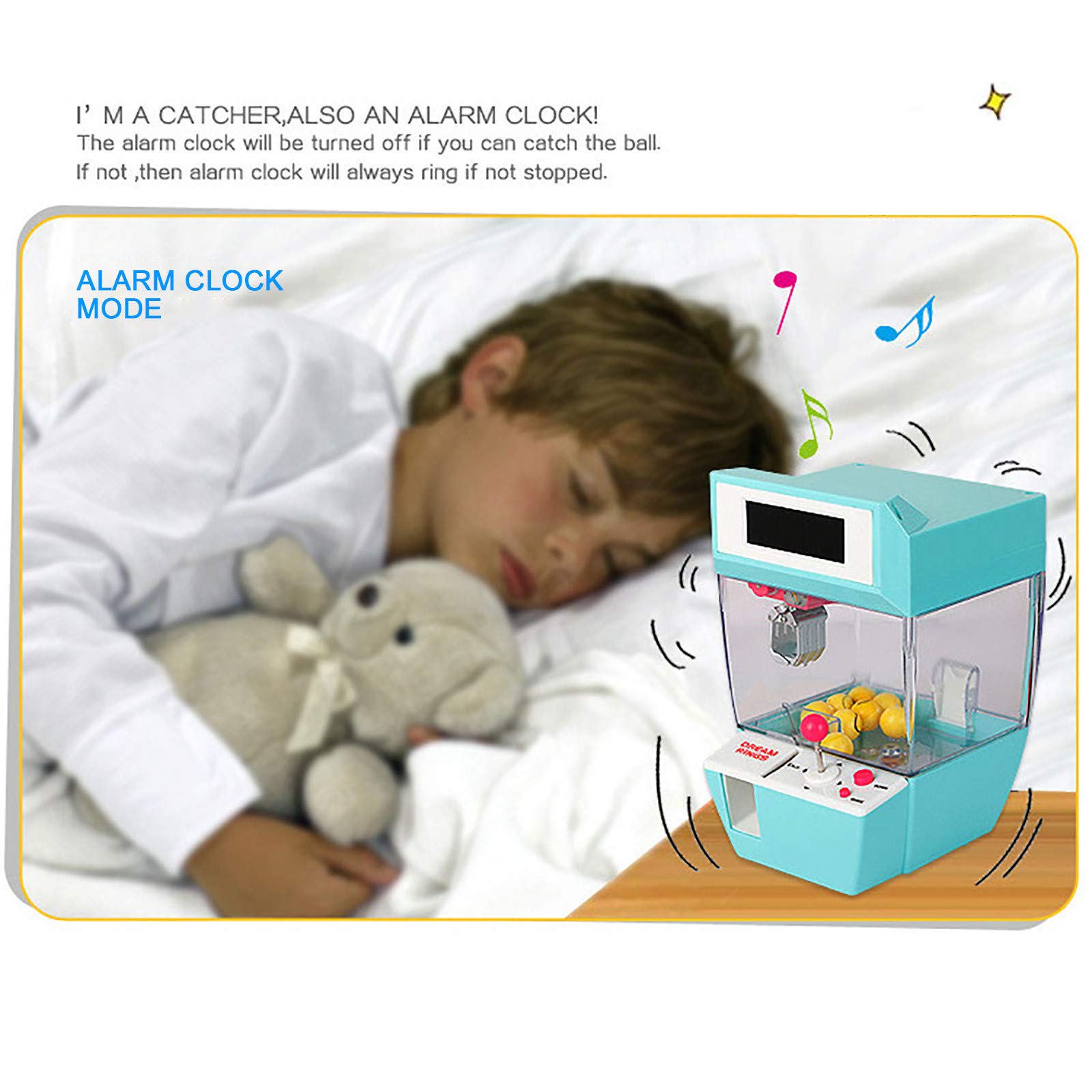DingLong Home Machine à Pince Mini – Réveil Attrape-Bonbon Avec Joystick, Effet Arcade, Piles AAA Requises