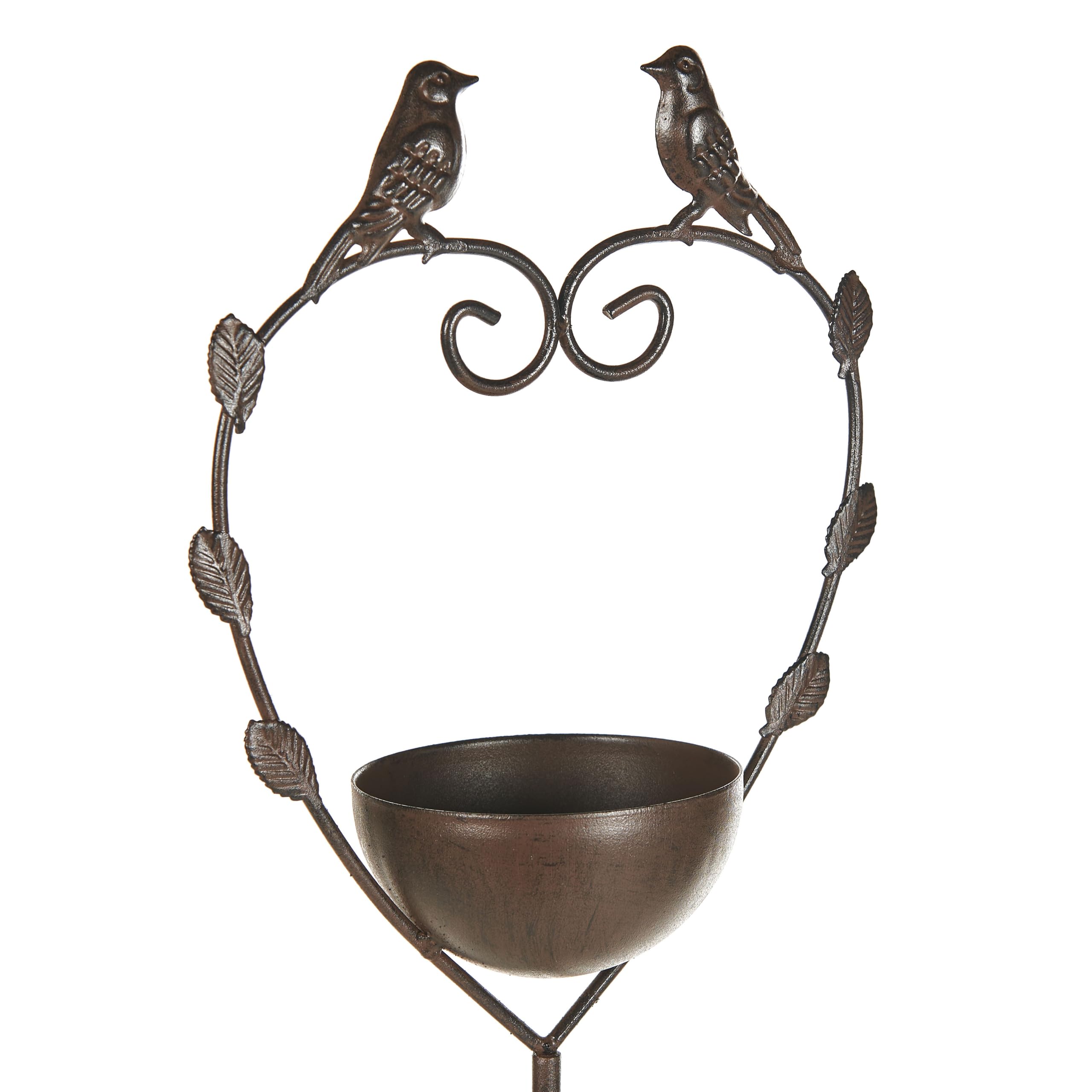 Bebedero para pájaros de jardín para exterior pileta de hierro antiguo decorativo marrón Sparrow