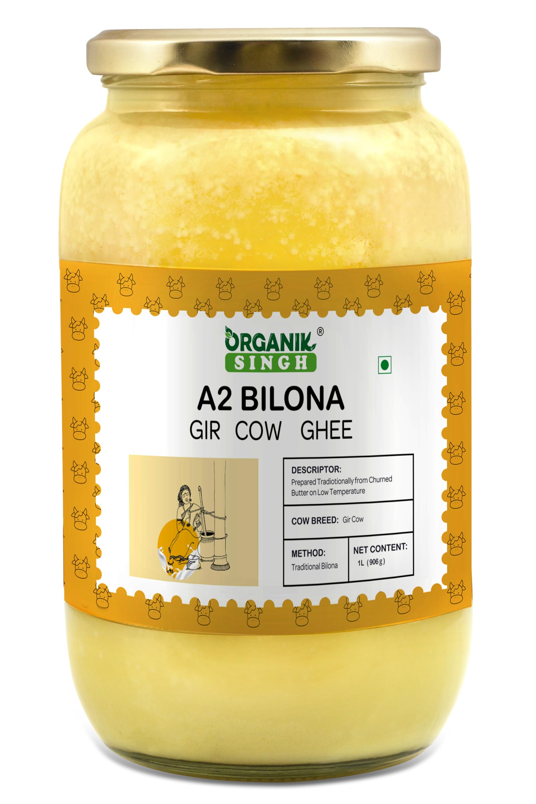 Organik Singh A2 Desi Gir Cow ghee - 1 Litre | Vedic Bilona Method | A2 Certified | Curd-Churned Desi cow ghee | Grass-fed Gir Cows | Lab Tested | Packed in Glass Jar (B0CK1HPJYH) Amazon Price History, Amazon Price Tracker