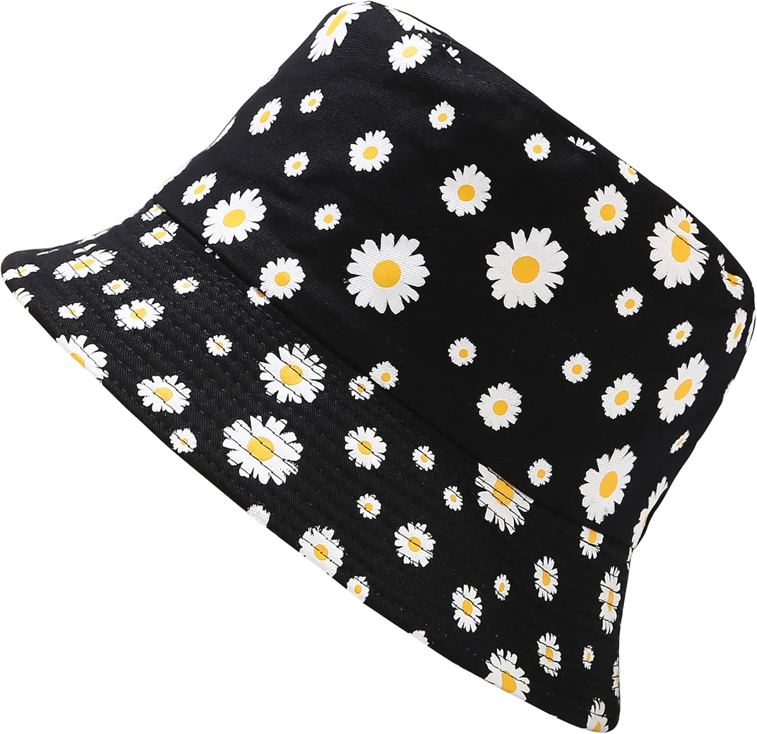 Flower Reversible Bucket Hat Cotton Summer Travel Beach Sun Hats Emboridery for Women Men - Image 2