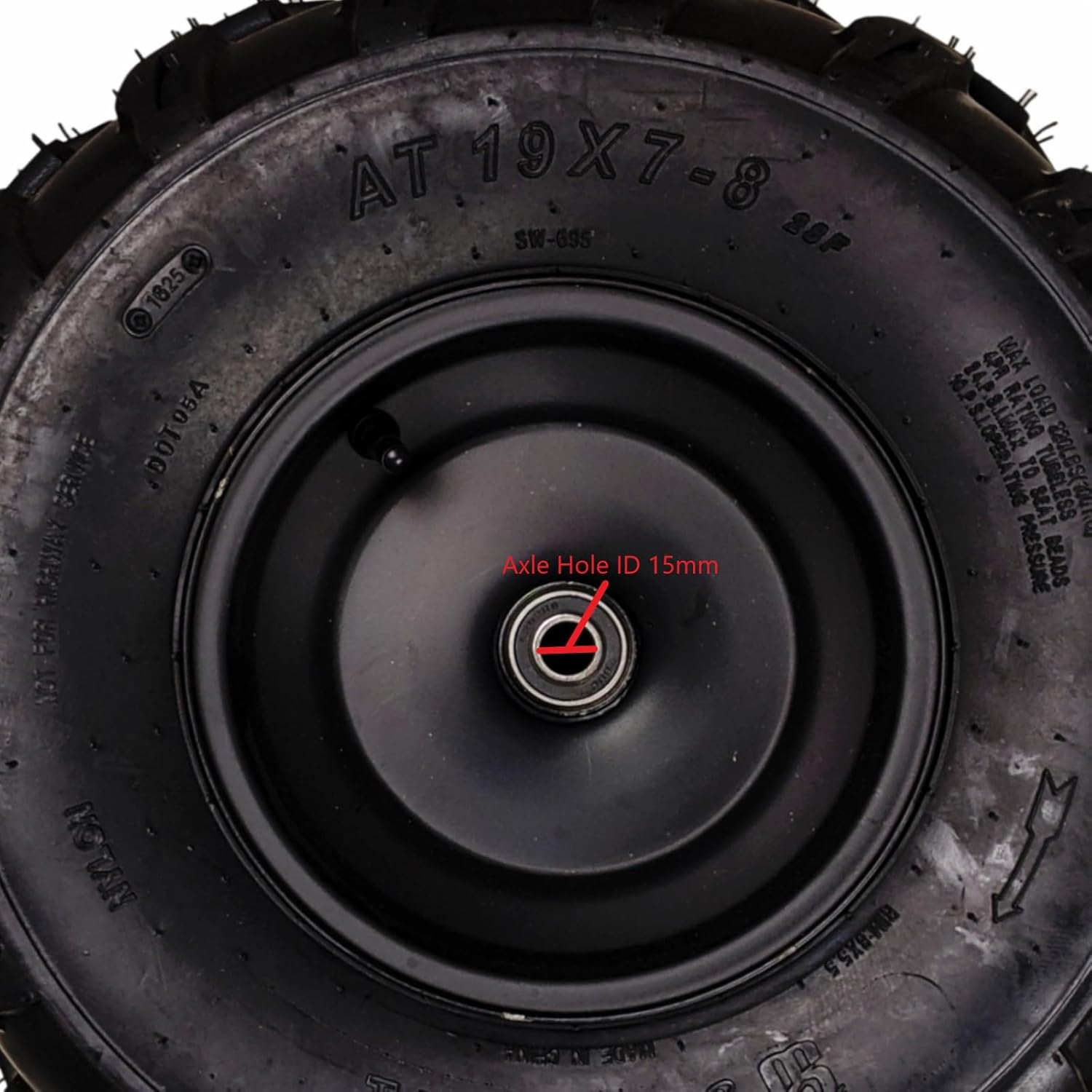 RedCap Front Wheel with Tire AT19x7-8 8" Rim 4 Lug 88mm Bolt Pattern Tubeless Tire & Wheel Assembly Compatible with ATV Go Kart Quad Buggy Lawn Mower Golf Cart