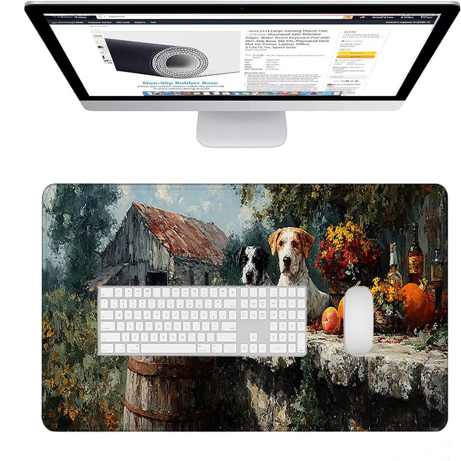 Podkładka pod mysz XXL 1500 x 800 x 3 mm, szara zmywalna podkładka pod mysz dla psów akcesoria do gier, z antypoślizgową gumową podstawą na biurko do komputera, pracy, biura, prezent dla mężczyzn l